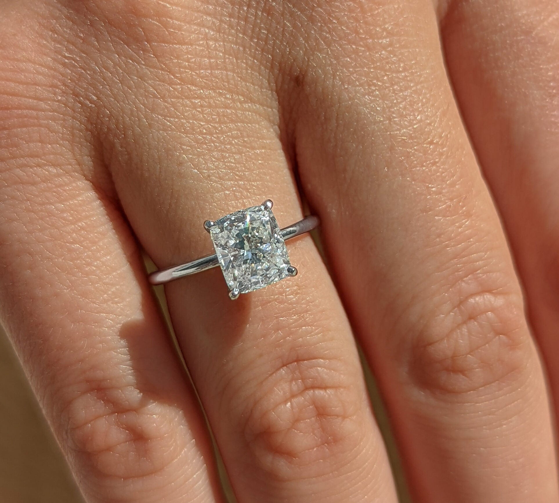 Cushion Solitaire Lab Grown Diamond Engagement Ring