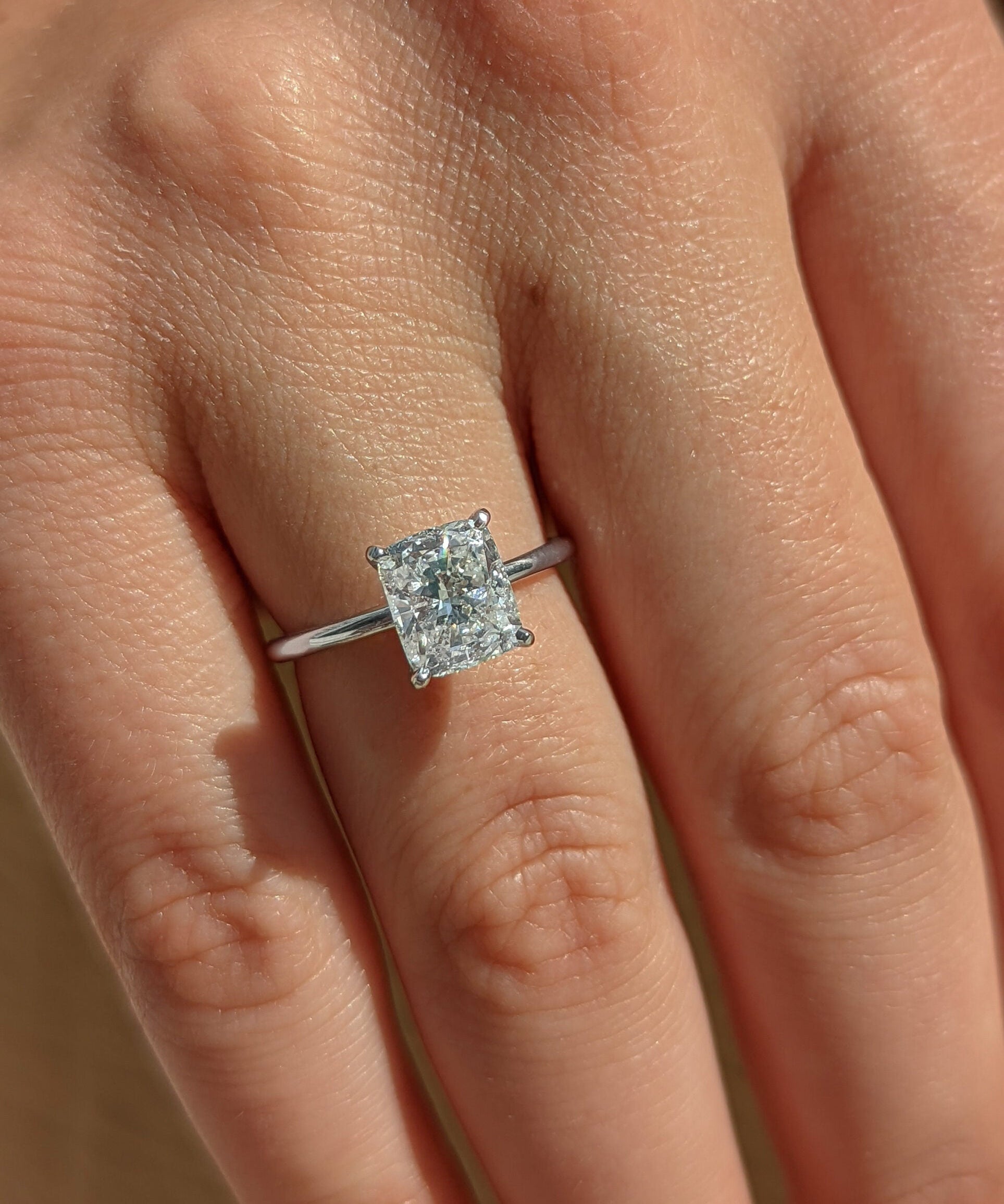 Cushion Solitaire Lab Grown Diamond Engagement Ring