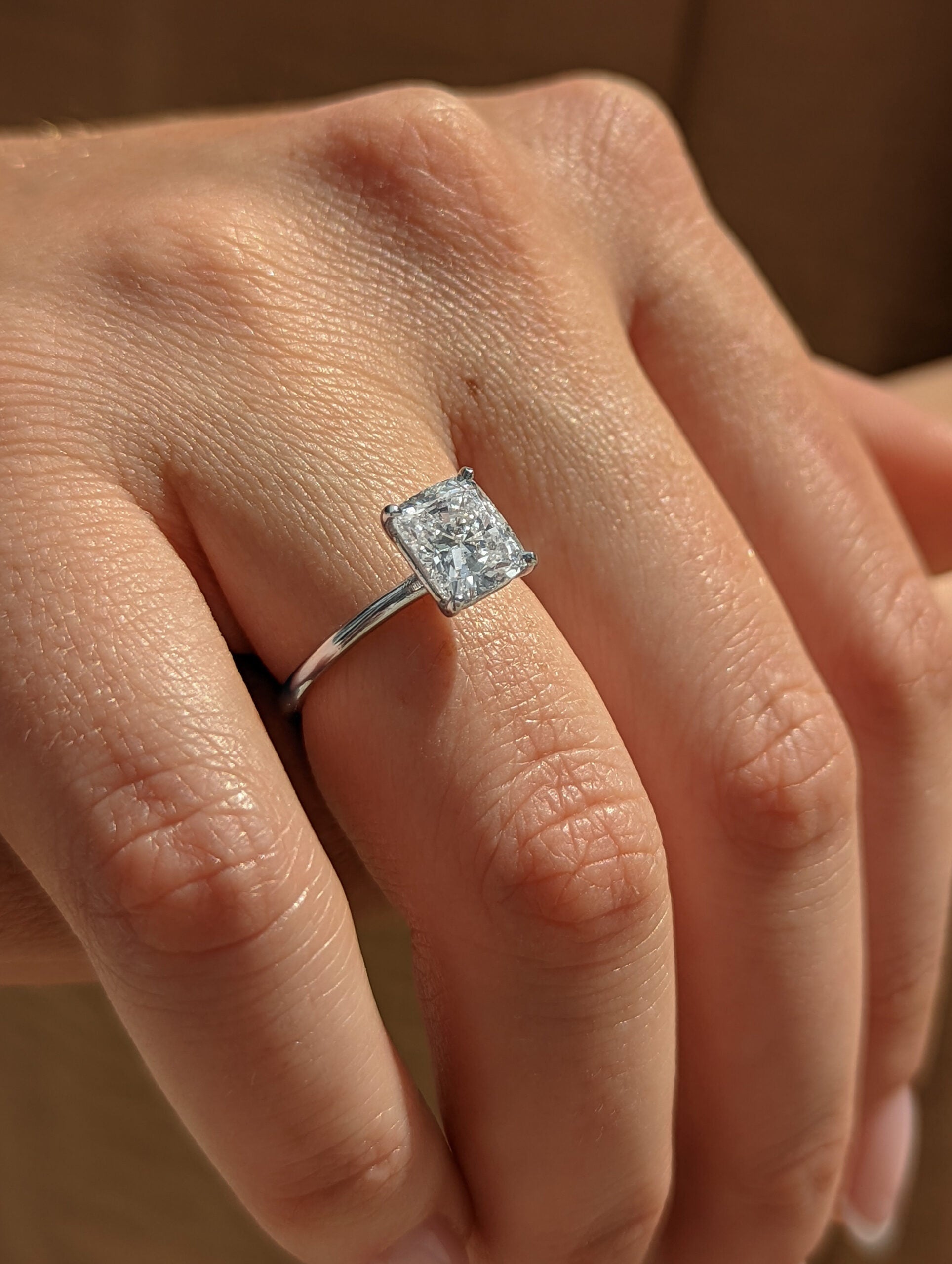 Cushion Solitaire Lab Grown Diamond Engagement Ring