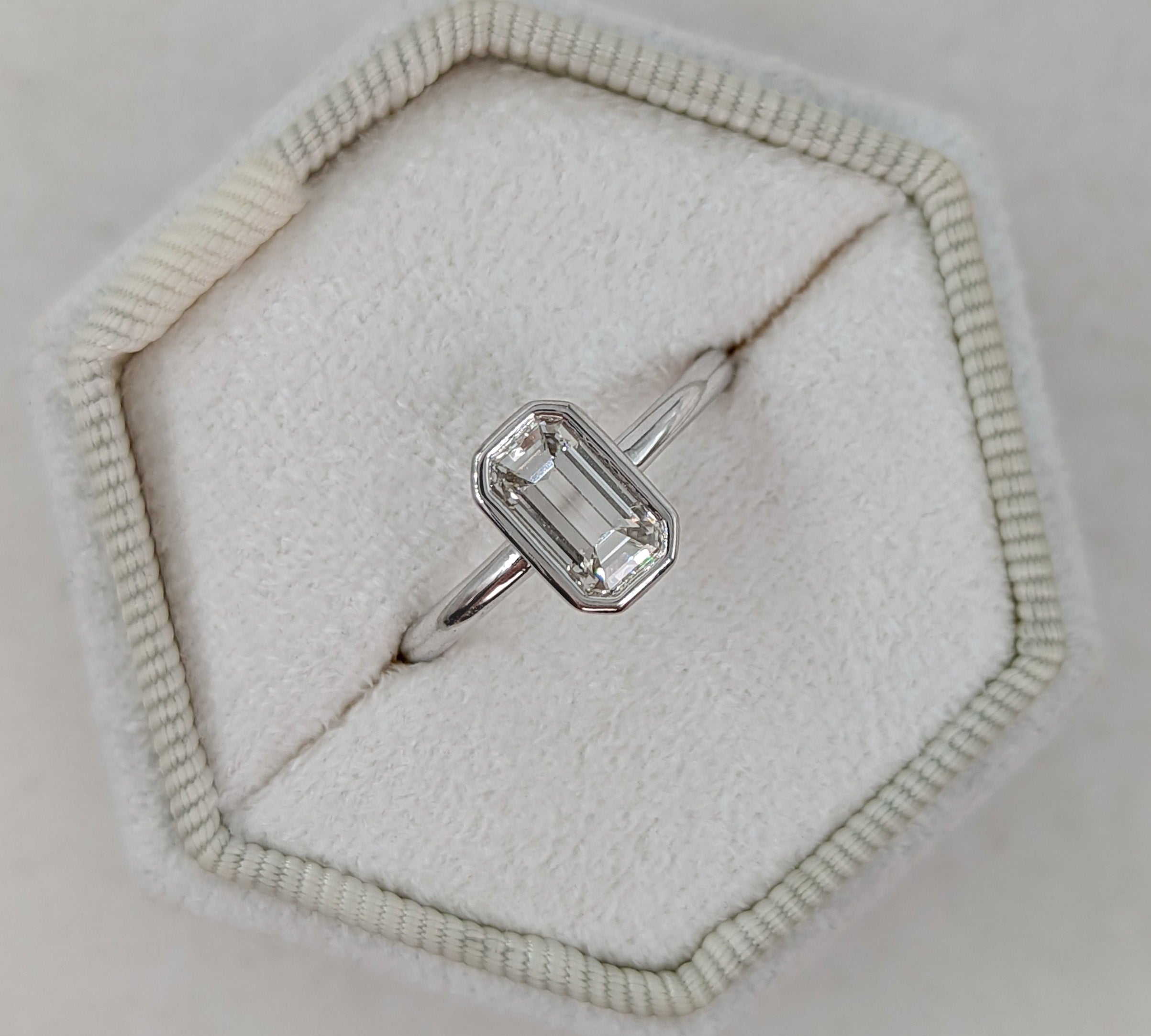 Emerald Bezel Solitaire Lab Grown Diamond Engagement Ring