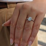 Emerald Bezel Solitaire Lab Grown Diamond Engagement Ring