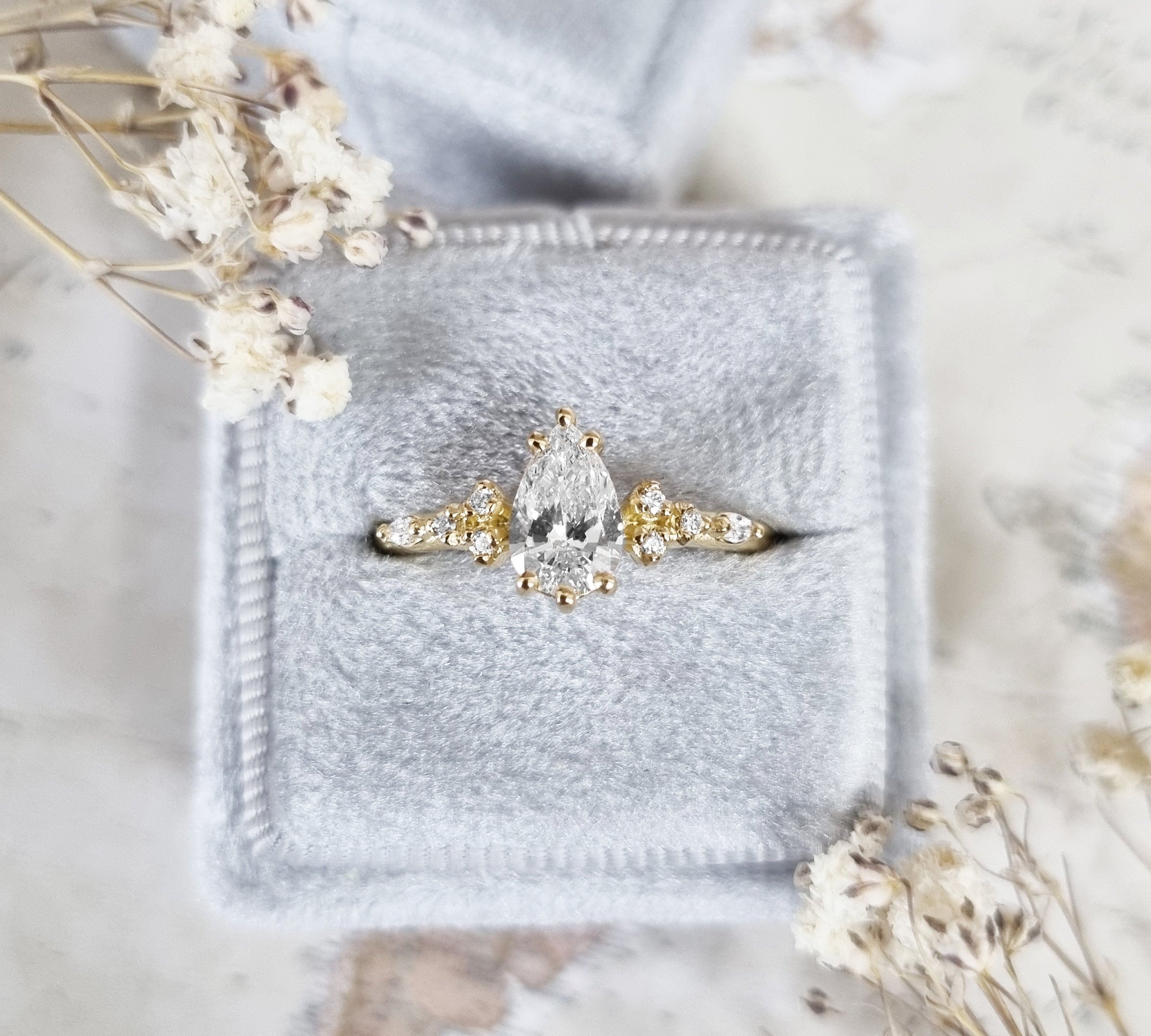 Pear Cluster Lab Grown Diamond Engagement Ring