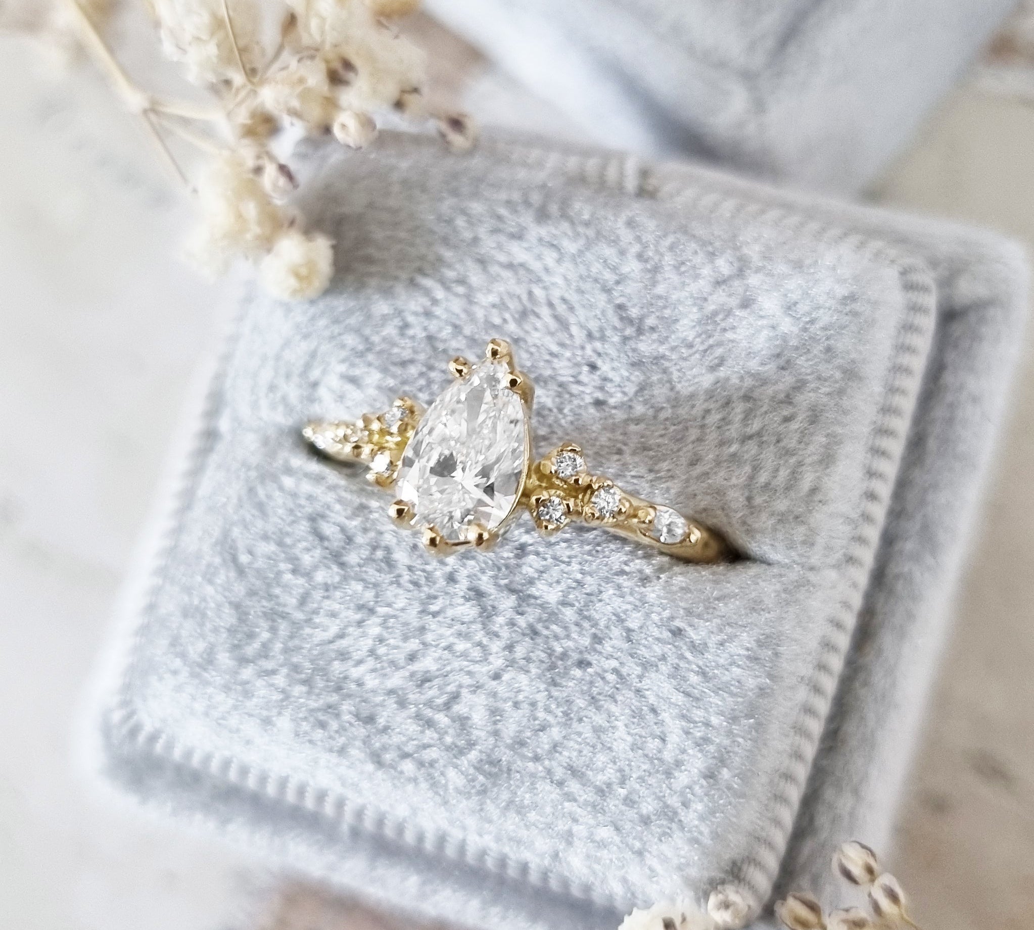 Pear Cluster Lab Grown Diamond Engagement Ring