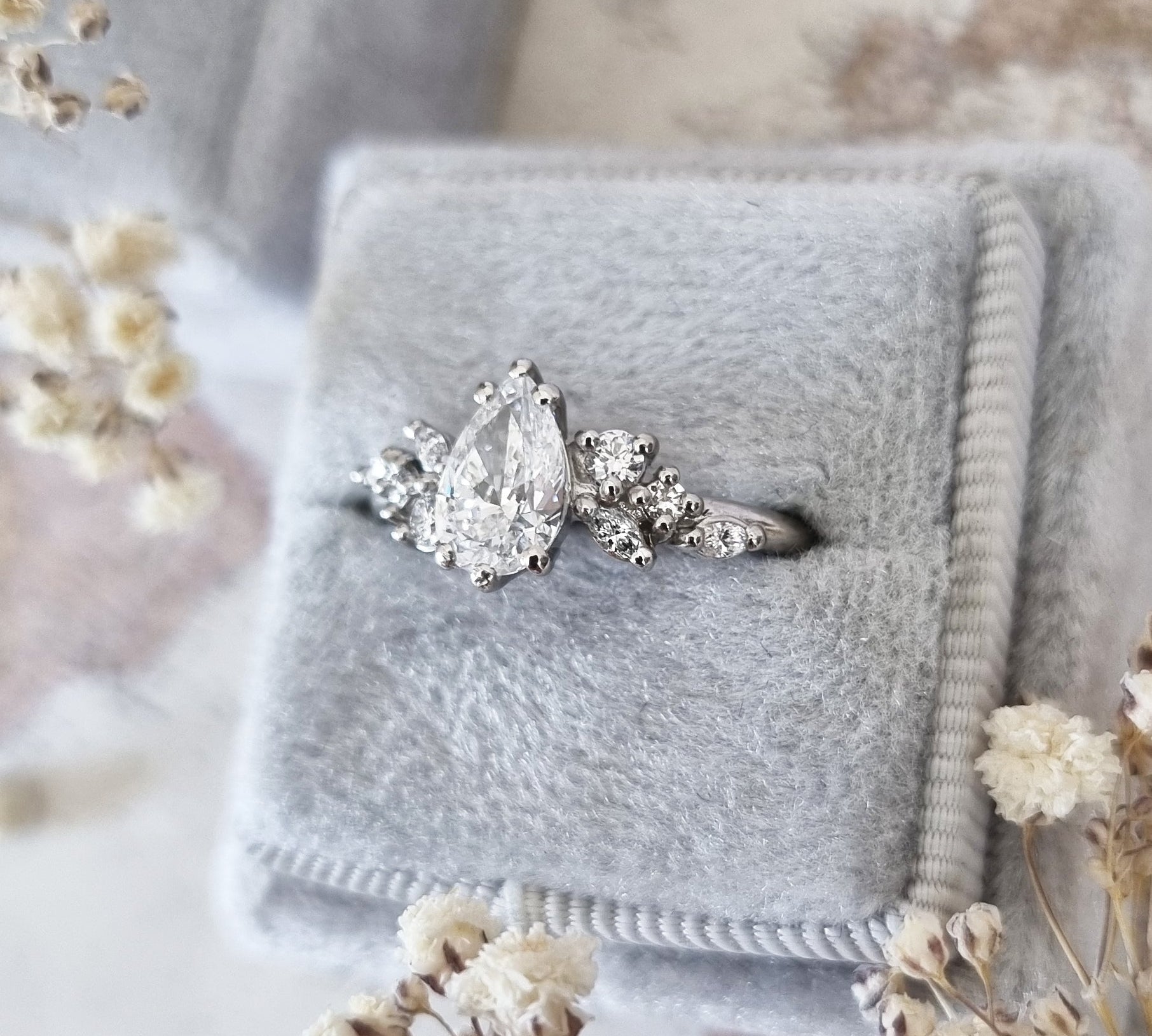 Pear Cluster Lab Grown Diamond Engagement Ring