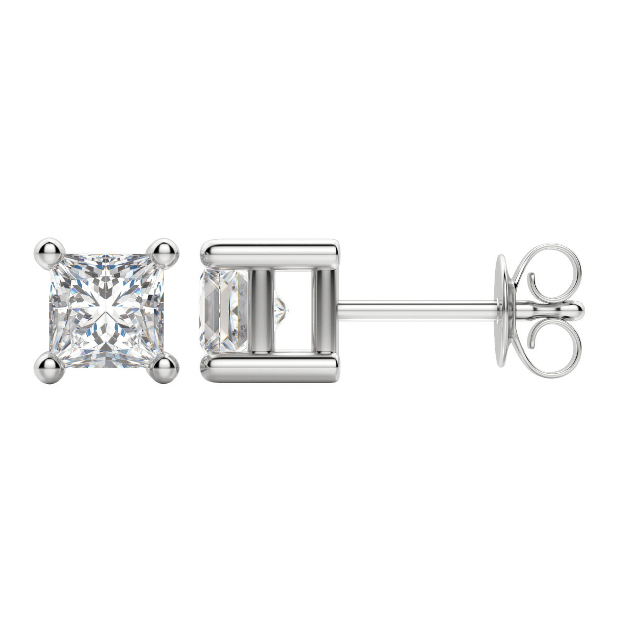 0.50 CT-2.0 CT Princess Solitaire Lab Grown Diamond Earrings