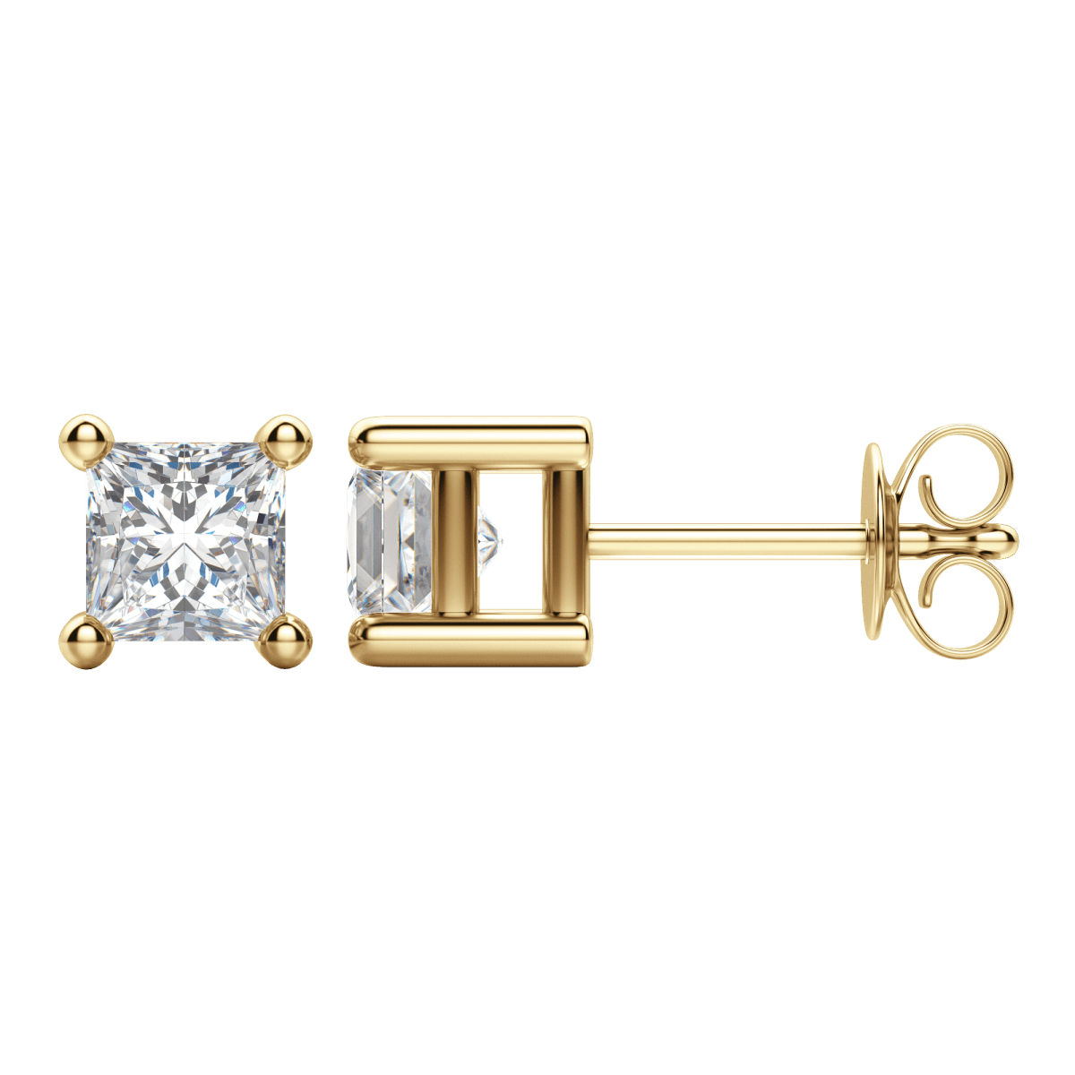0.50 CT-2.0 CT Princess Solitaire Lab Grown Diamond Earrings