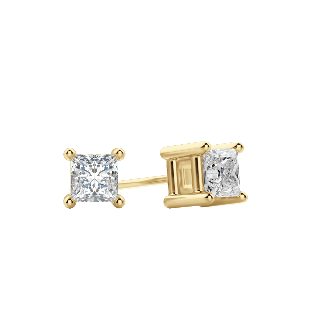 0.50 CT-2.0 CT Princess Solitaire Lab Grown Diamond Earrings
