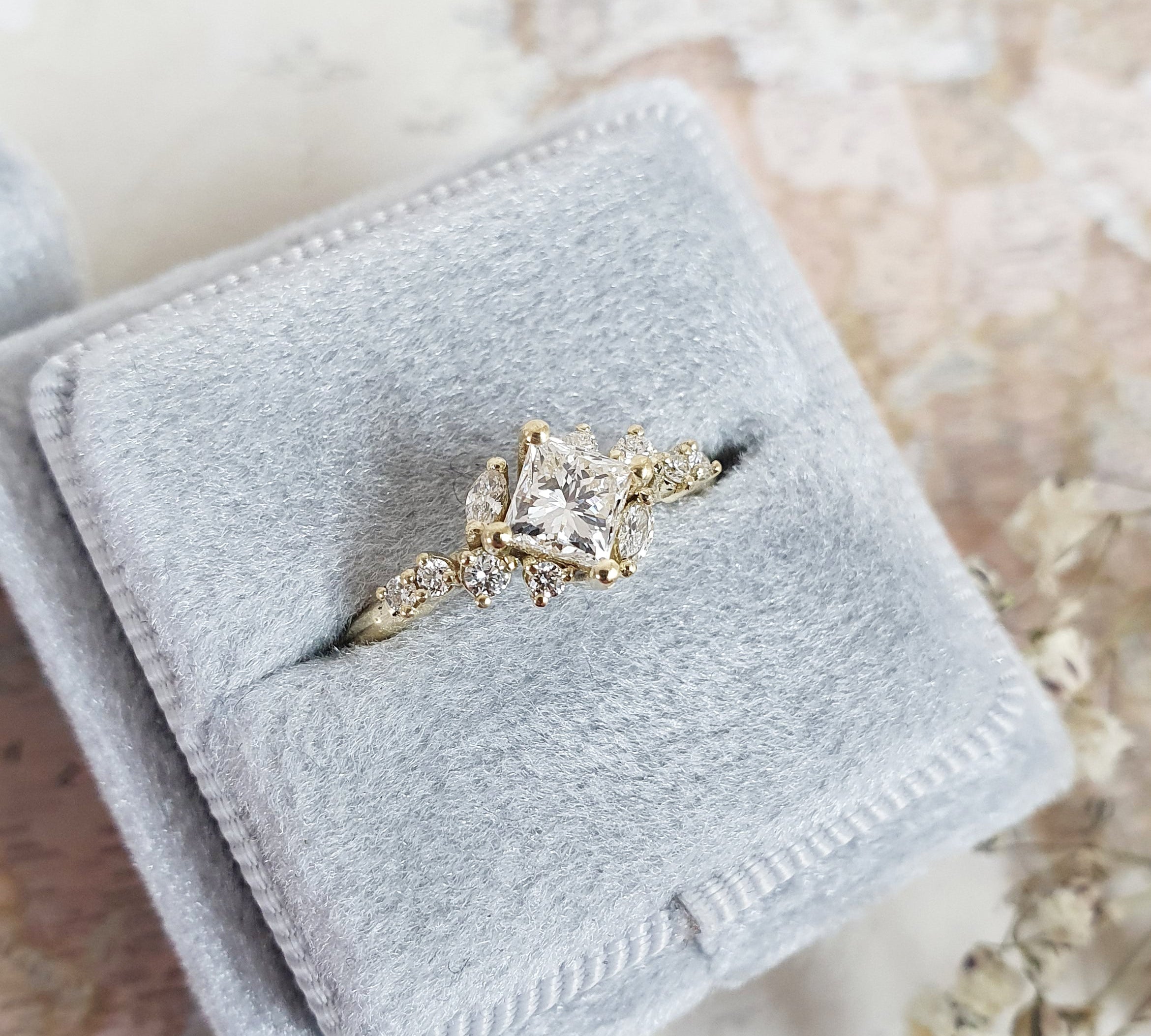 Princess Cluster Lab Grown Diamond Engagement Ring