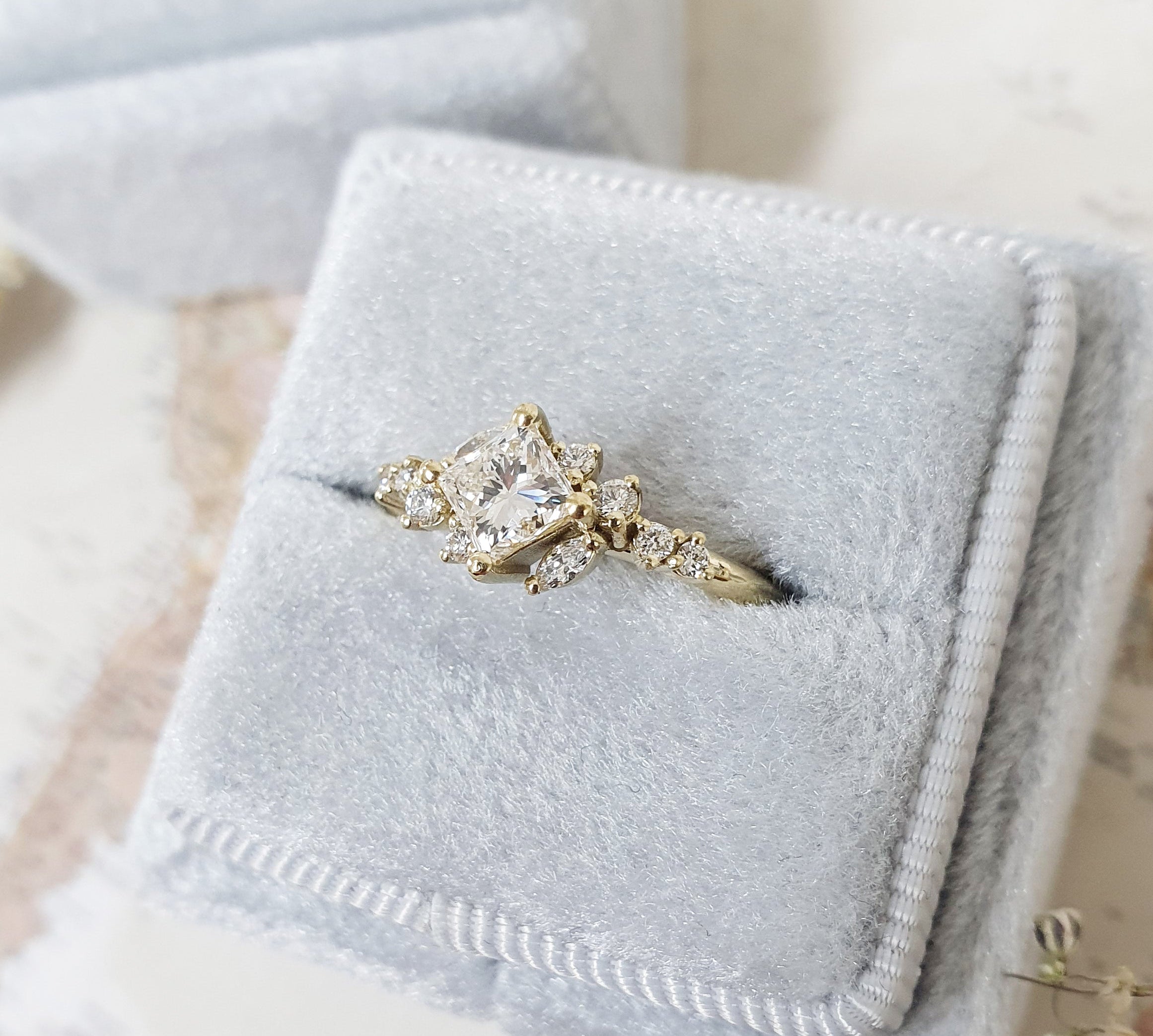 Princess Cluster Lab Grown Diamond Engagement Ring