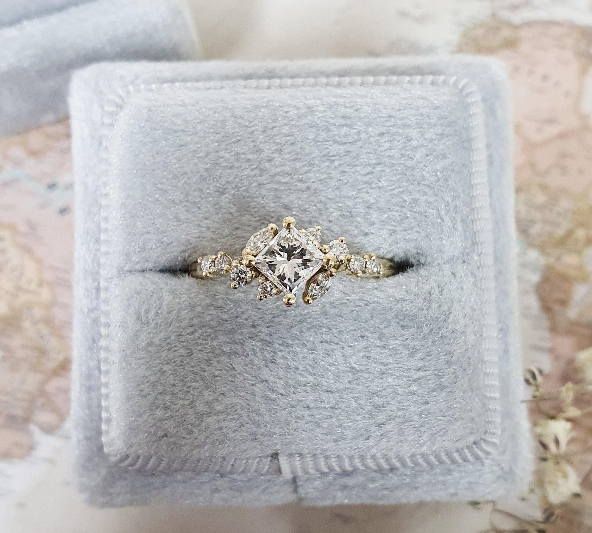 Princess Cluster Lab Grown Diamond Engagement Ring