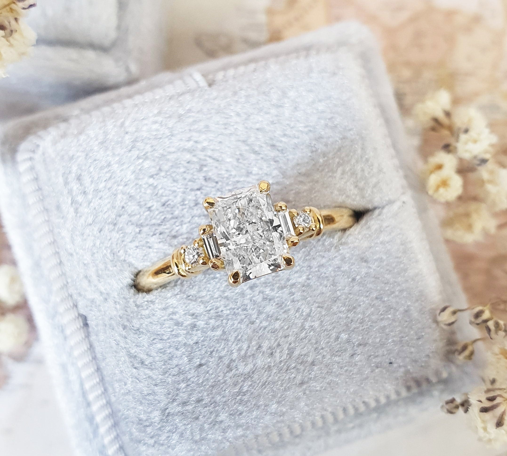 Radiant Cluster Lab Grown Diamond Engagement Ring