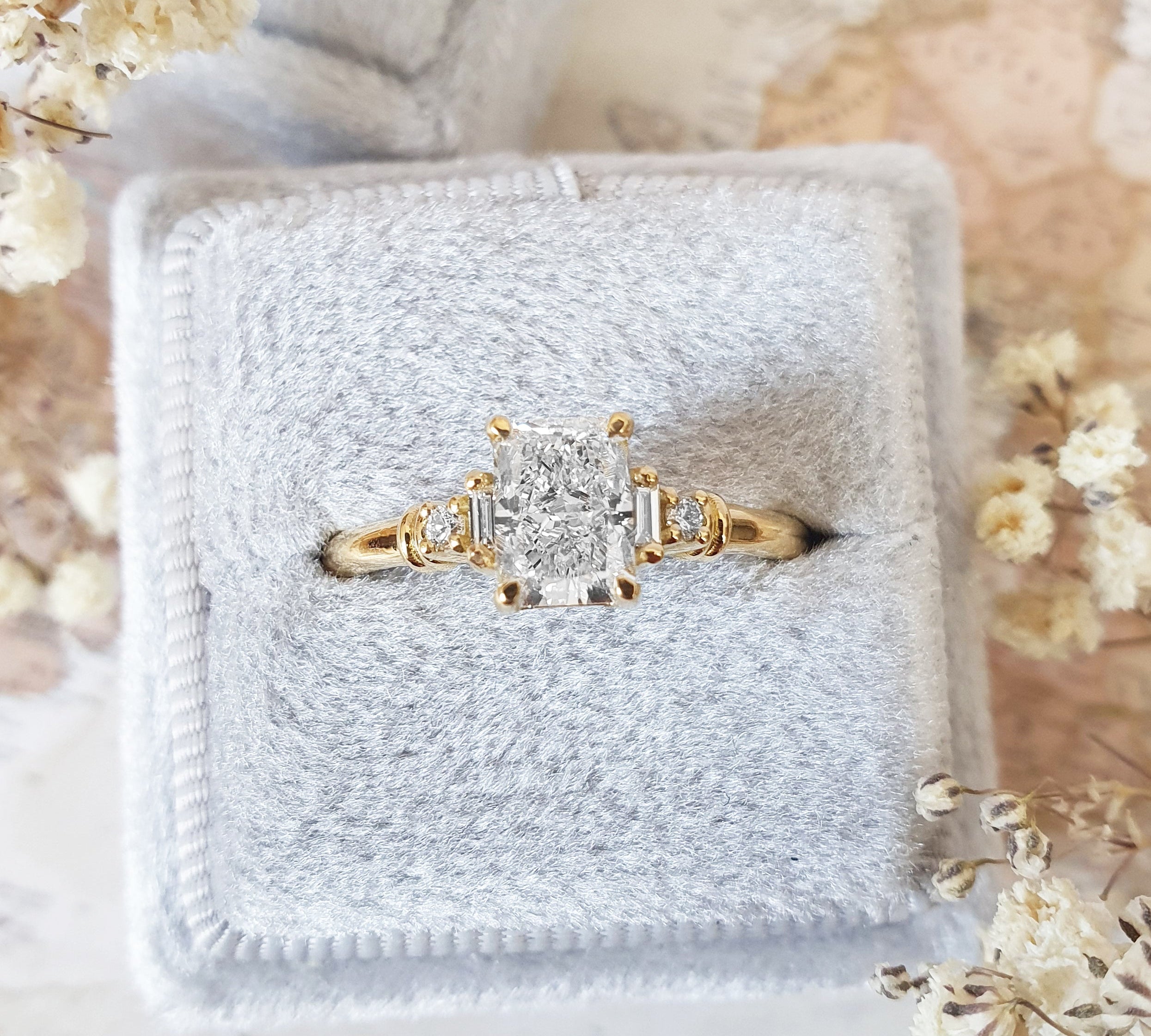 Radiant Cluster Lab Grown Diamond Engagement Ring