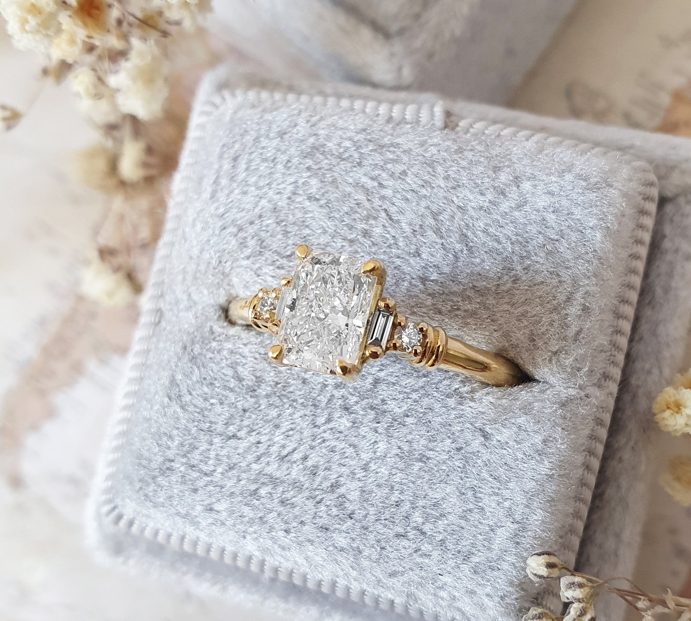 Radiant Cluster Lab Grown Diamond Engagement Ring