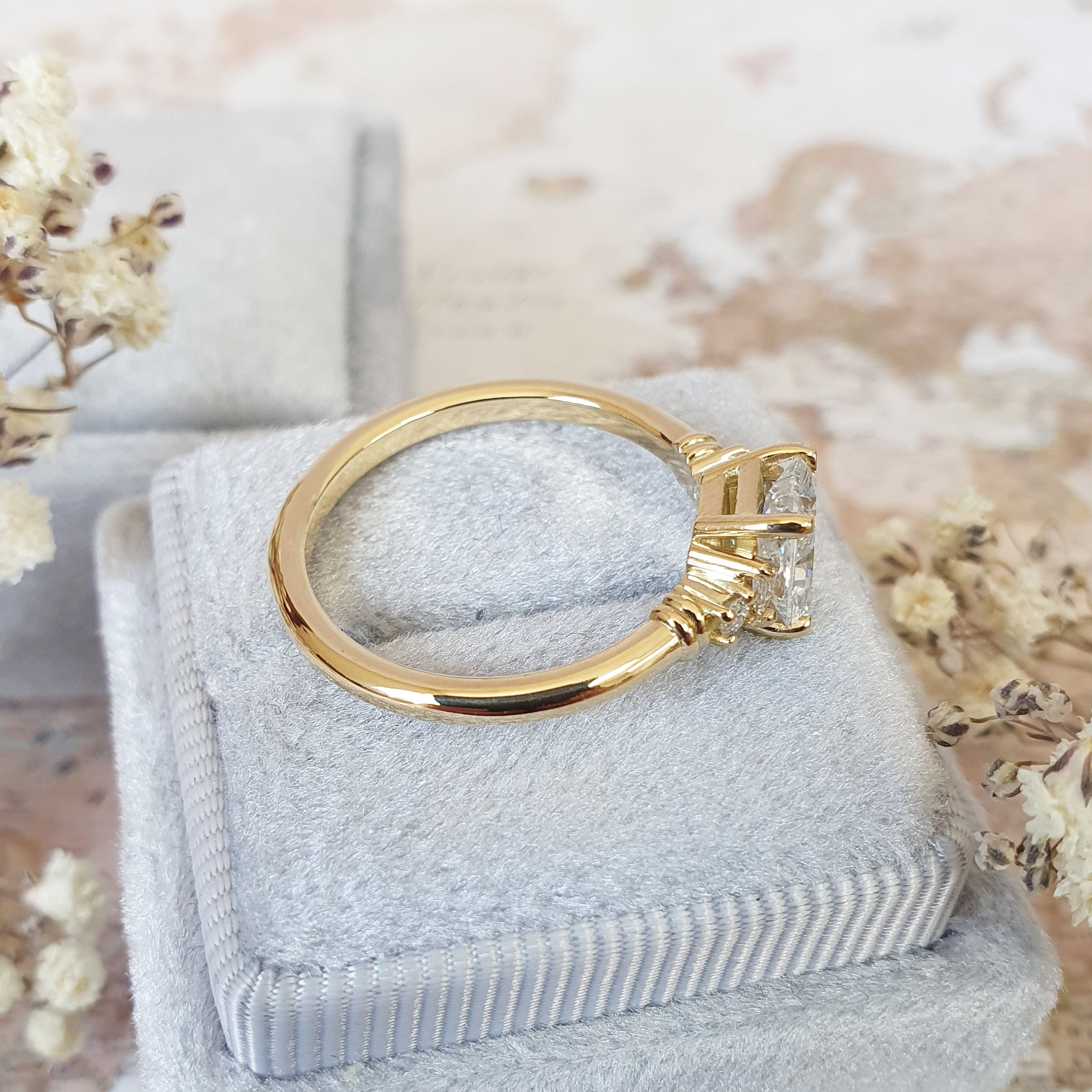 Radiant Cluster Lab Grown Diamond Engagement Ring