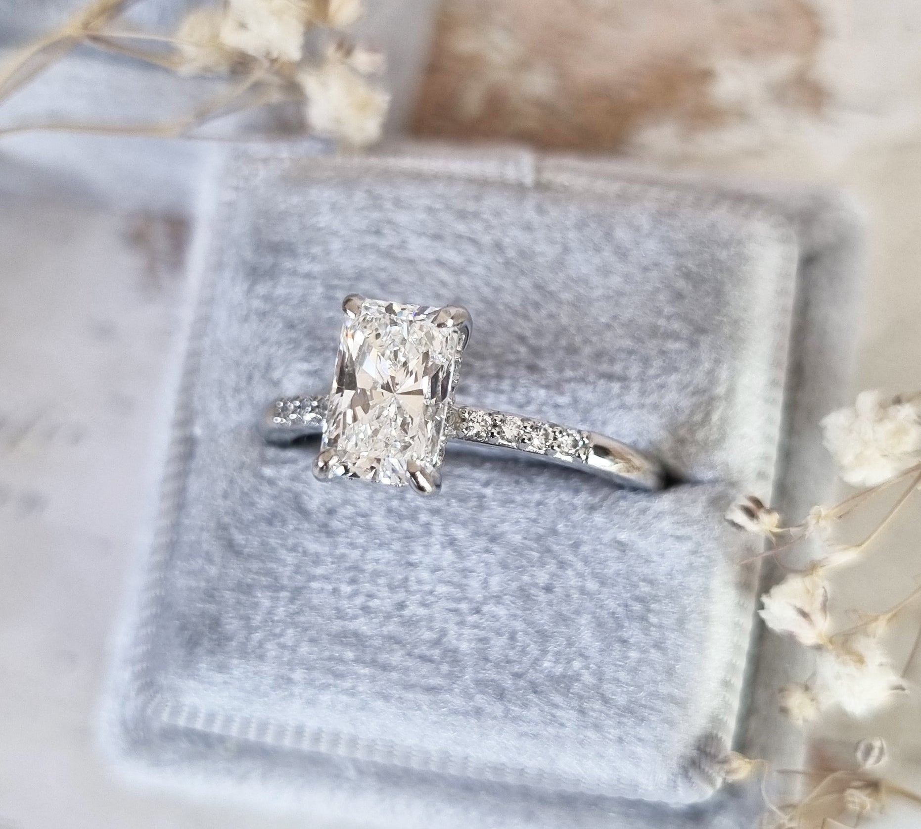 Radiant Pave Lab Grown Diamond Engagement Ring