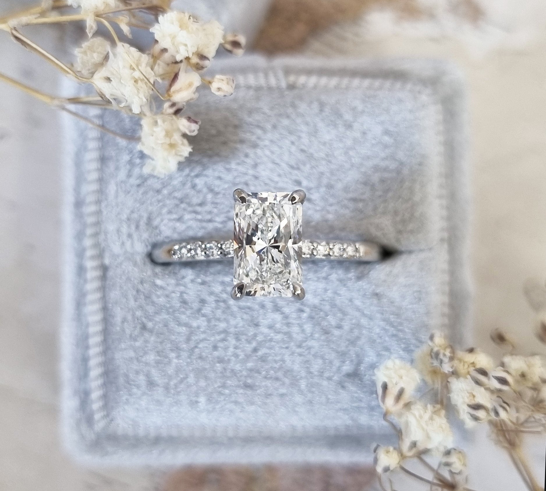 Radiant Pave Lab Grown Diamond Engagement Ring