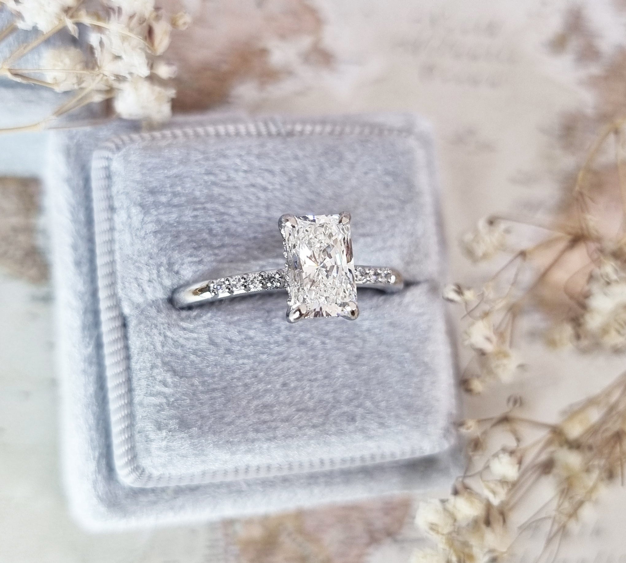 Radiant Pave Lab Grown Diamond Engagement Ring