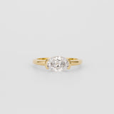 Oval Lab Grown Diamond Half Bezel Engagement Ring