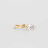 Oval Lab Grown Diamond Half Bezel Engagement Ring