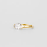 Oval Lab Grown Diamond Half Bezel Engagement Ring