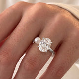 Ariana Grande – Inspired 5 Carat Oval Cut & Pearl Two Stone Lab Grown Diamond Engagement Ring