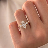 1.75 CT Three Stone Marquise Lab Grown Diamond Engagement Ring