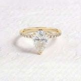 Margot Robbie – Inspired 1.5 Carat Pear Cut Pave Lab Grown Diamond Engagement Ring