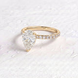 Margot Robbie – Inspired 1.5 Carat Pear Cut Pave Lab Grown Diamond Engagement Ring