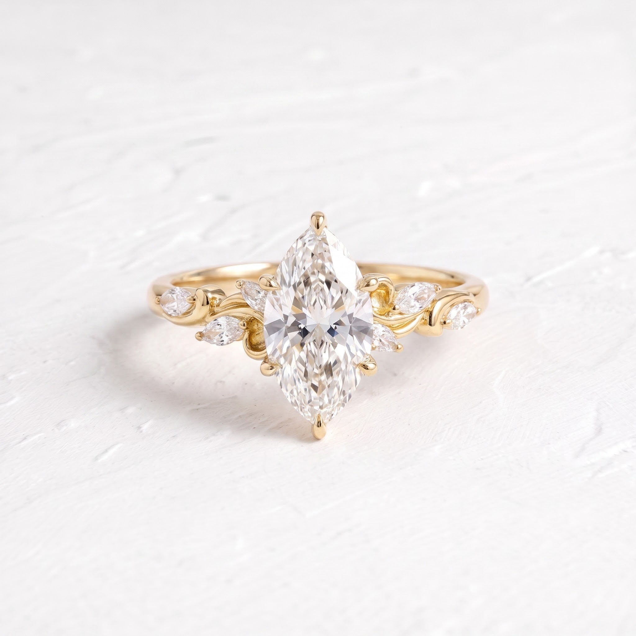 3 CT Vintage Marquise Lab Grown Diamond Engagement Ring