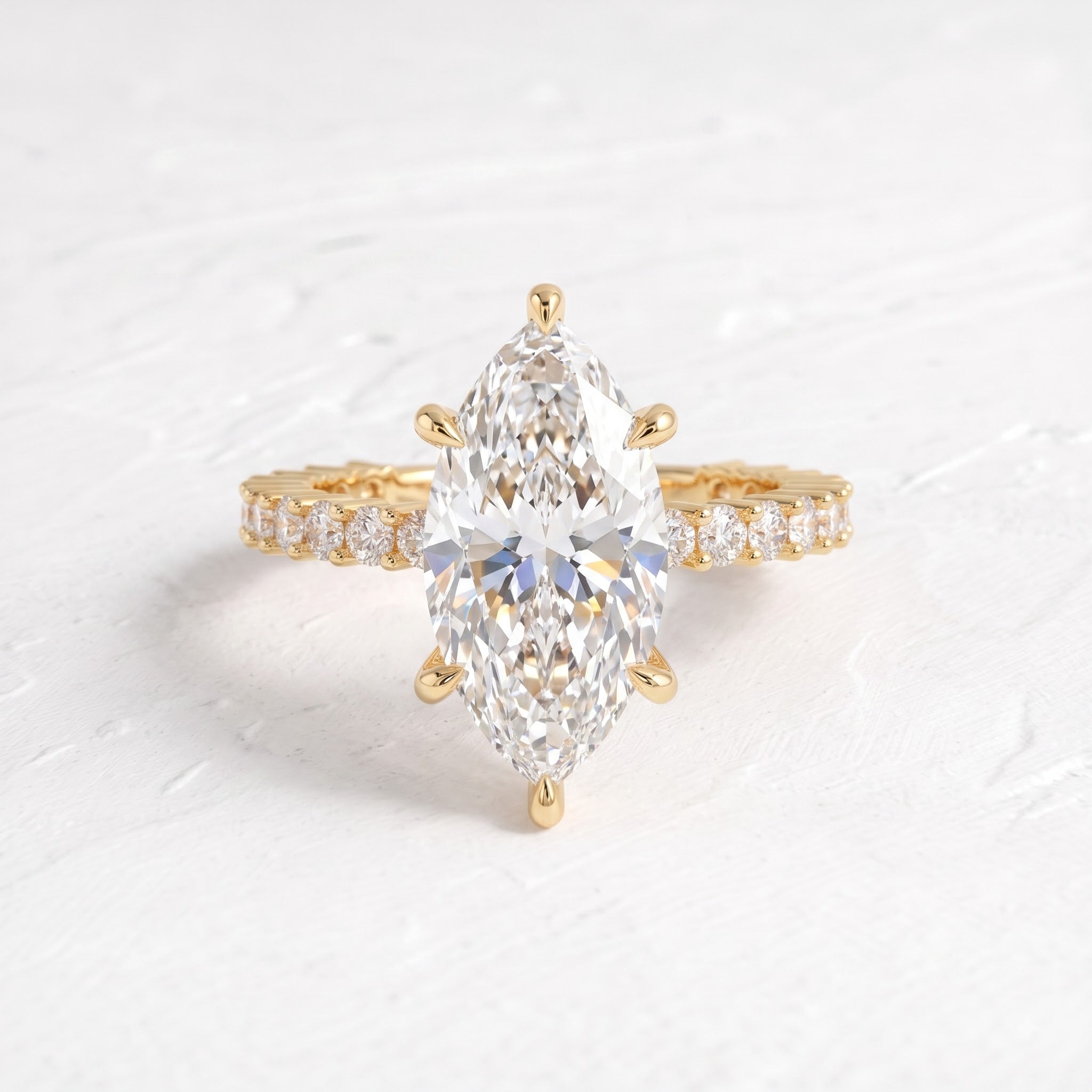 Selena Gomez – Inspired 8 Carat Marquise Cut Pave Lab Grown Diamond Engagement Ring