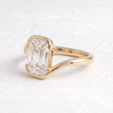 3.0 CT Emerald Shaped Lab Grown Diamond Bypass Style Engagement Ring