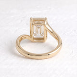 3.0 CT Emerald Shaped Lab Grown Diamond Bypass Style Engagement Ring