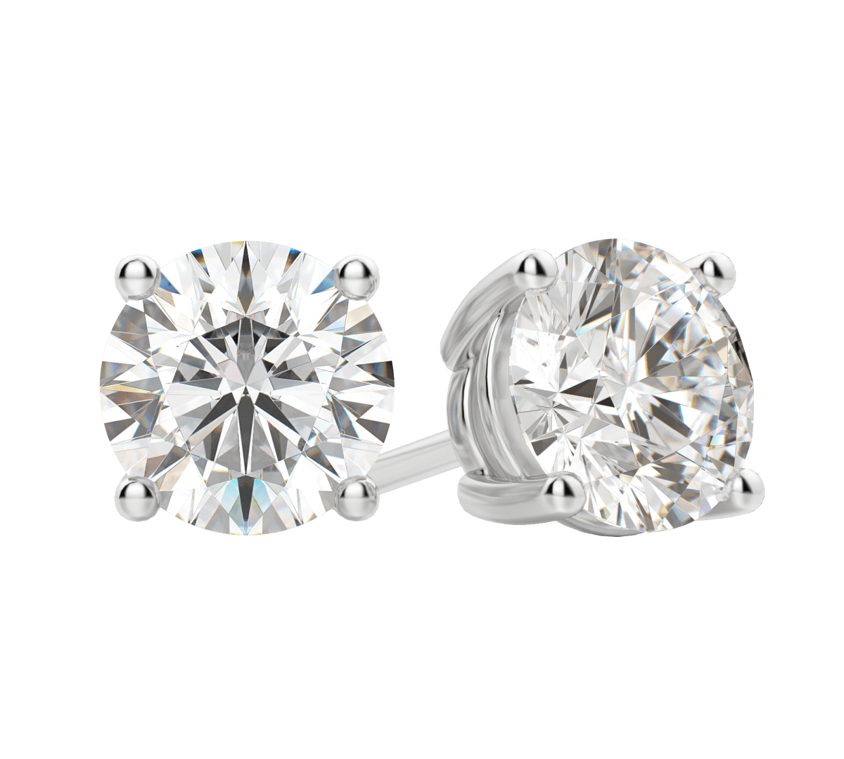 0.50 CT-4.0 CT Round Solitaire Lab Grown Diamond Earrings