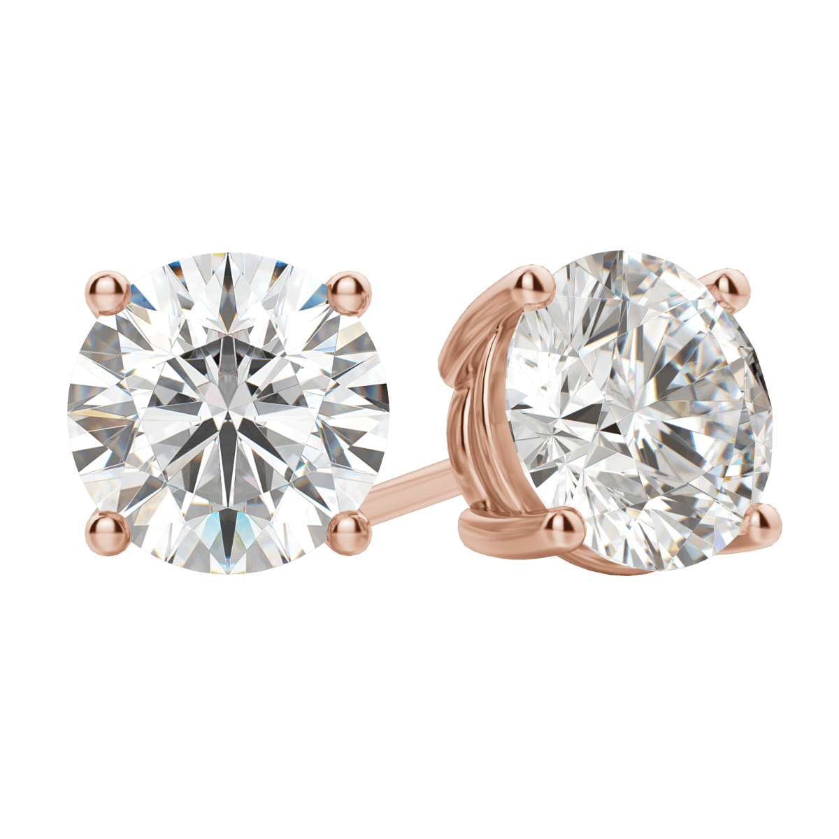 0.50 CT-4.0 CT Round Solitaire Lab Grown Diamond Earrings