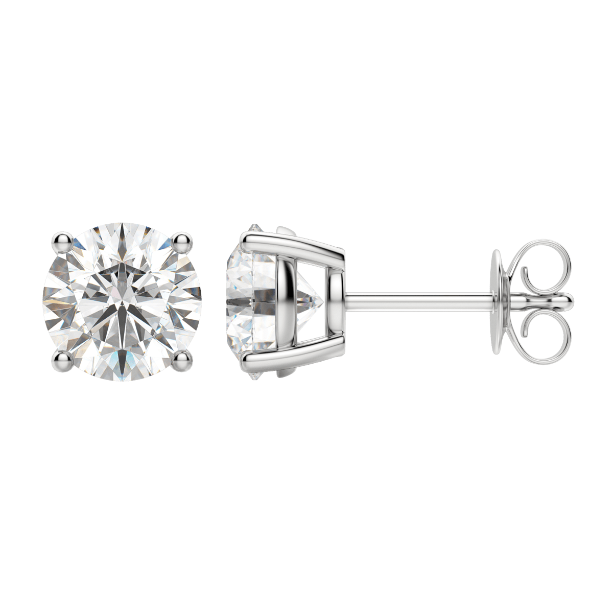 0.50 CT-4.0 CT Round Solitaire Lab Grown Diamond Earrings