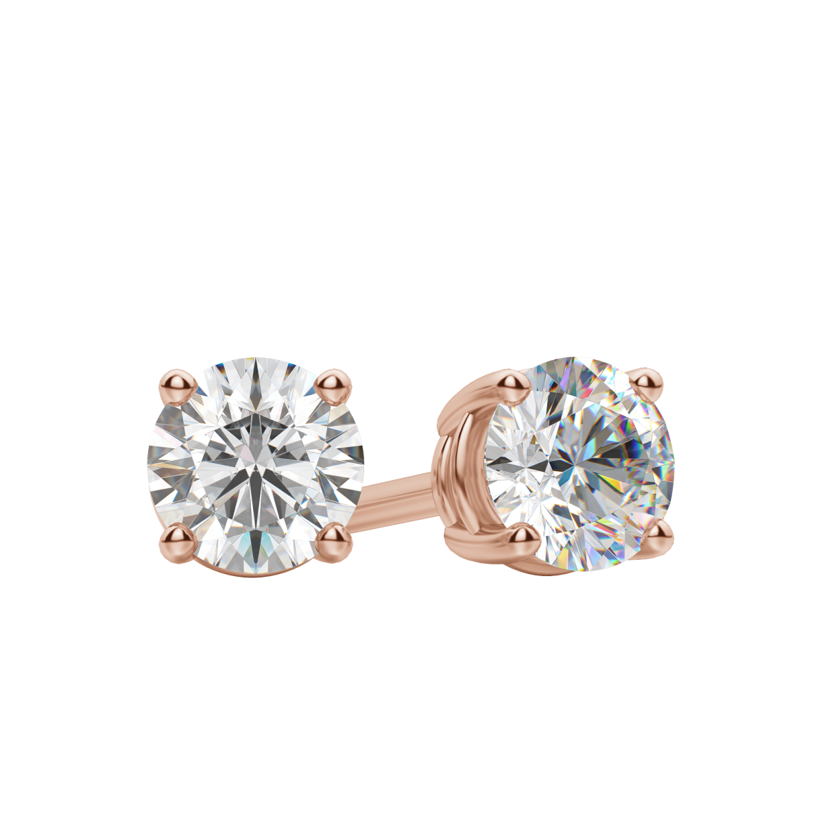 0.50 CT-4.0 CT Round Solitaire Lab Grown Diamond Earrings