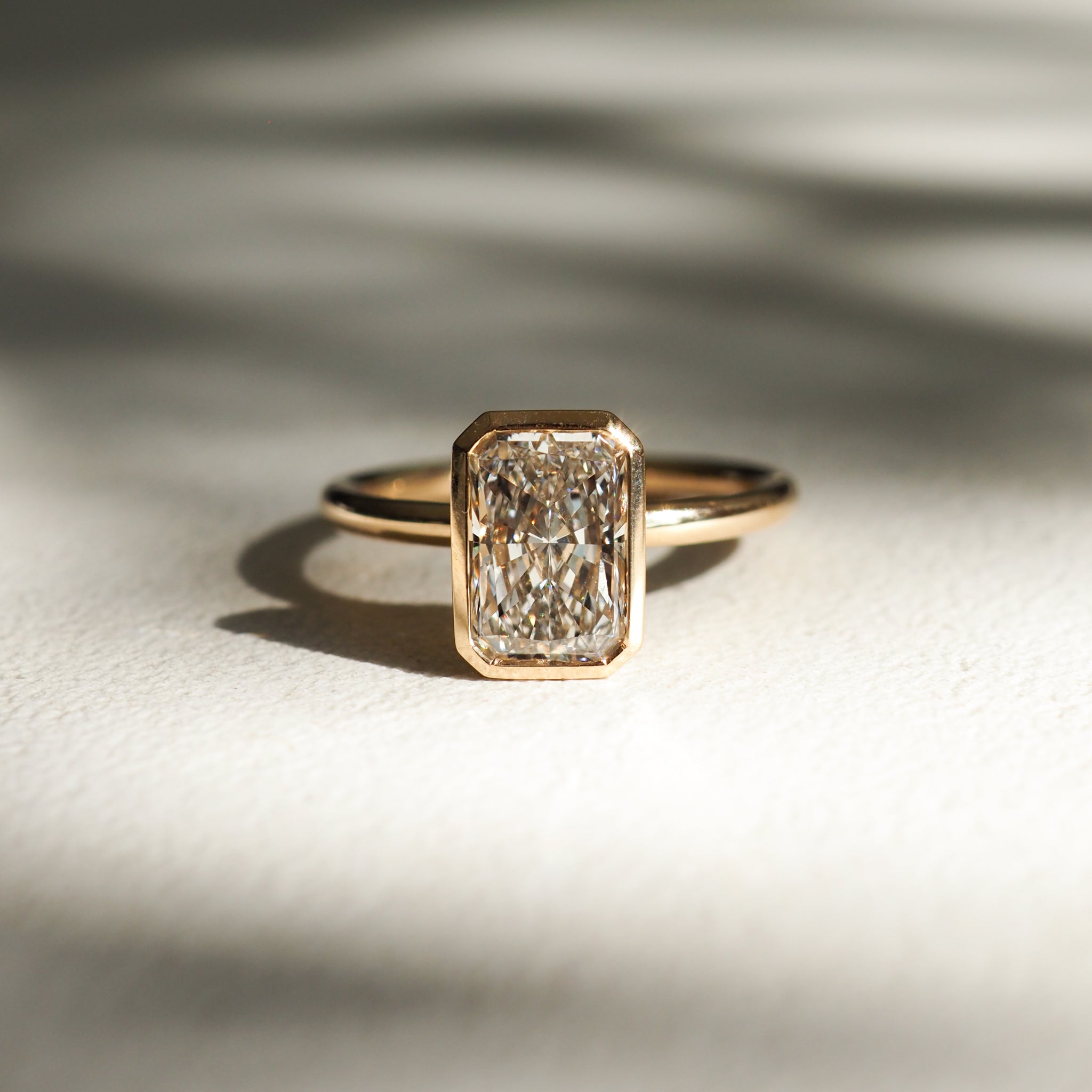 1.5 CT Radiant Bezel Moissanite Engagement Ring