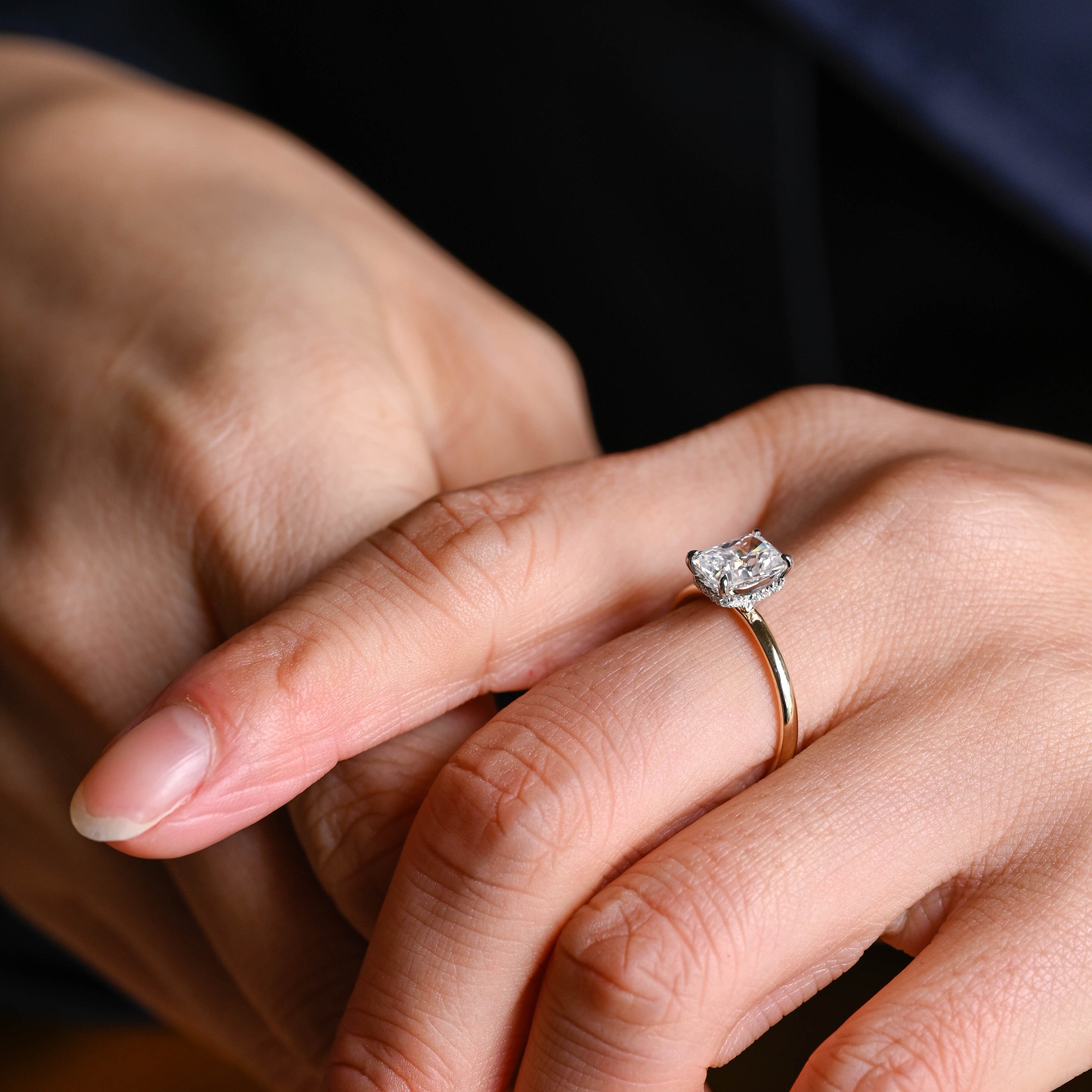 2 CT Emerald Pave Moissanite Engagement Ring