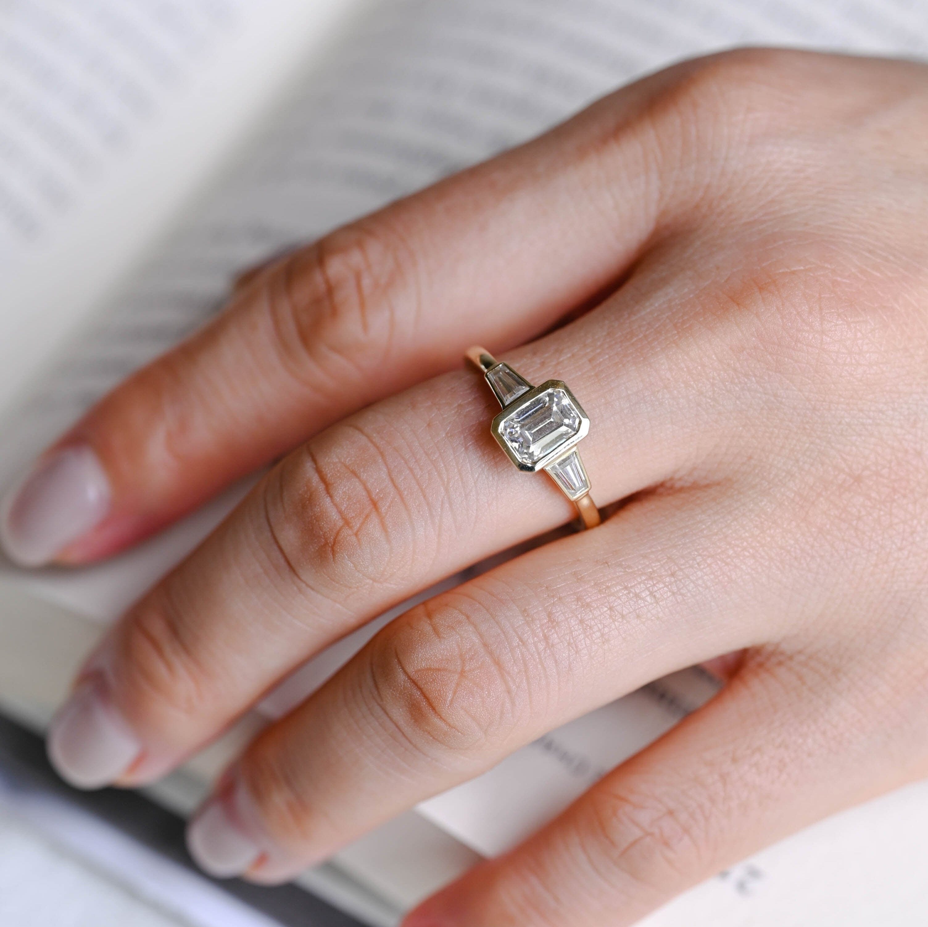 2 CT Emerald Pave Moissanite Engagement Ring