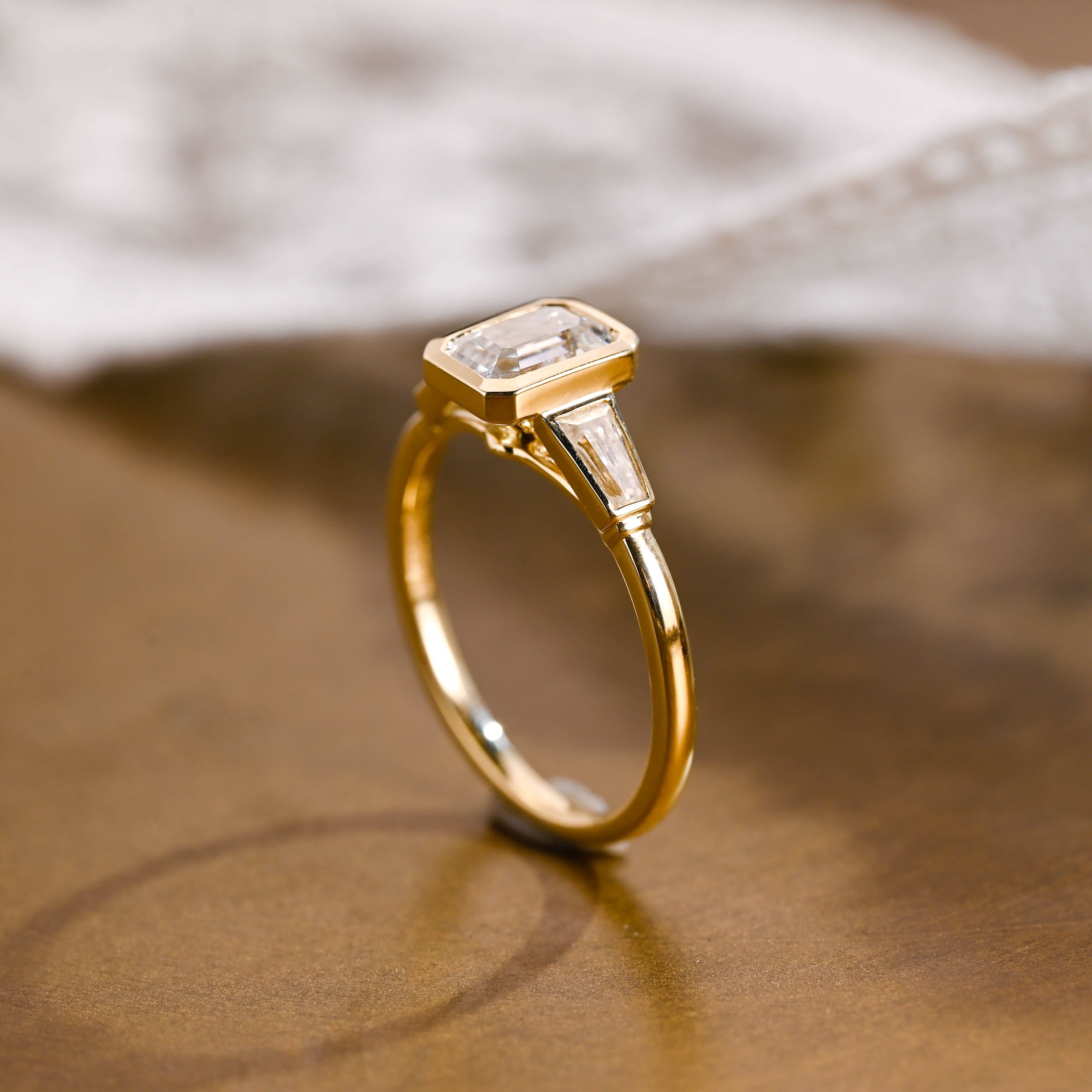 2 CT Emerald Pave Moissanite Engagement Ring