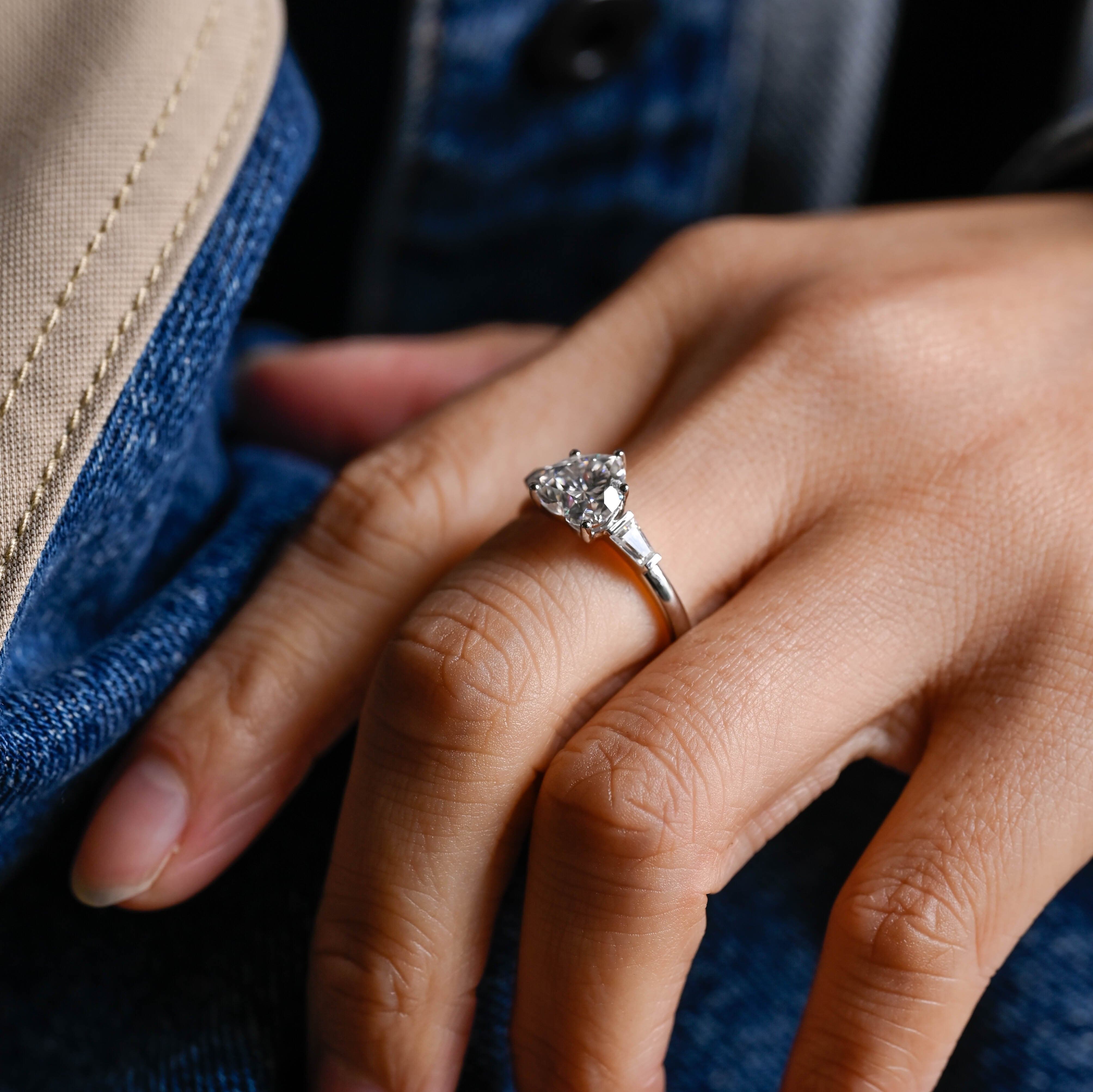2 CT Emerald Pave Moissanite Engagement Ring