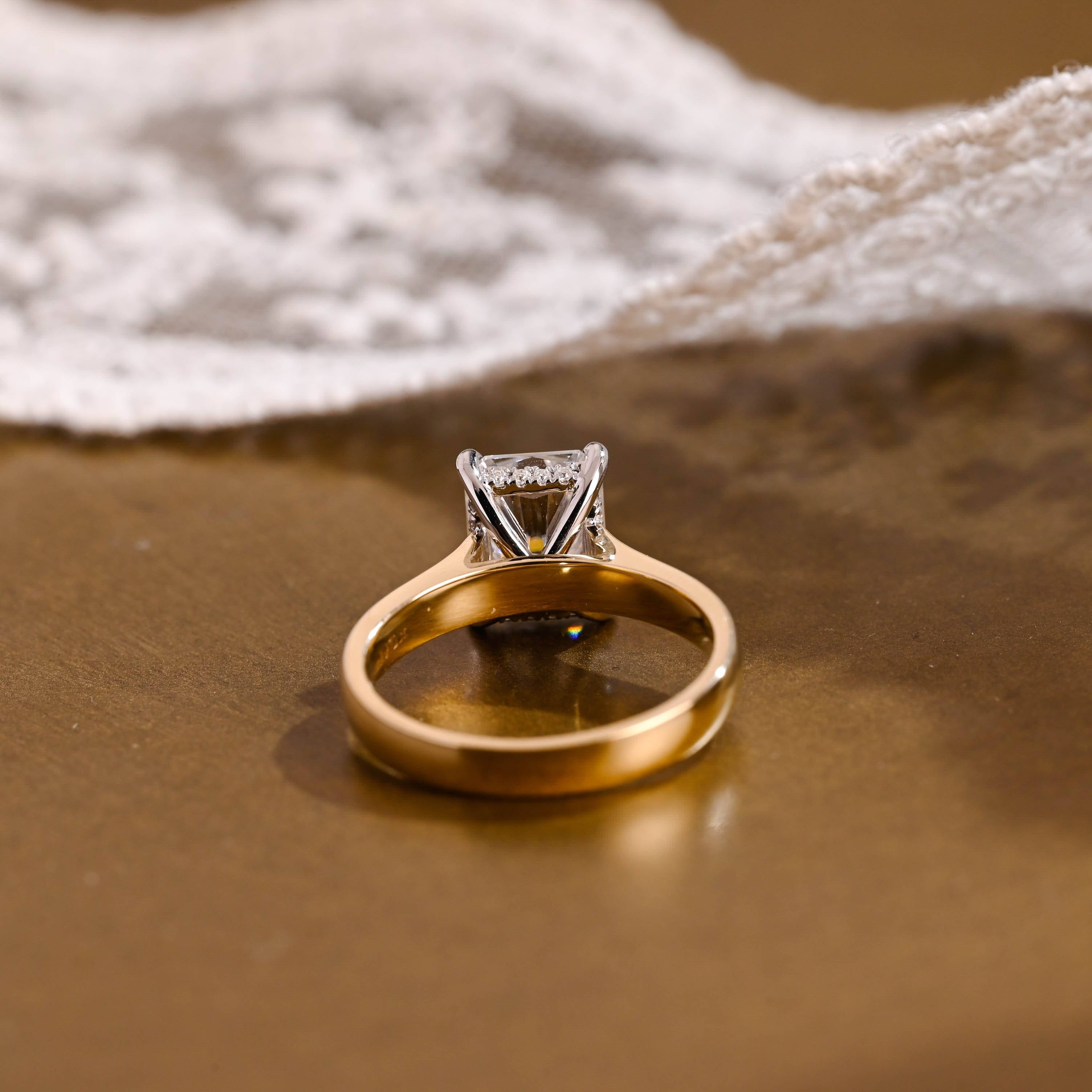 2 CT Emerald Pave Moissanite Engagement Ring