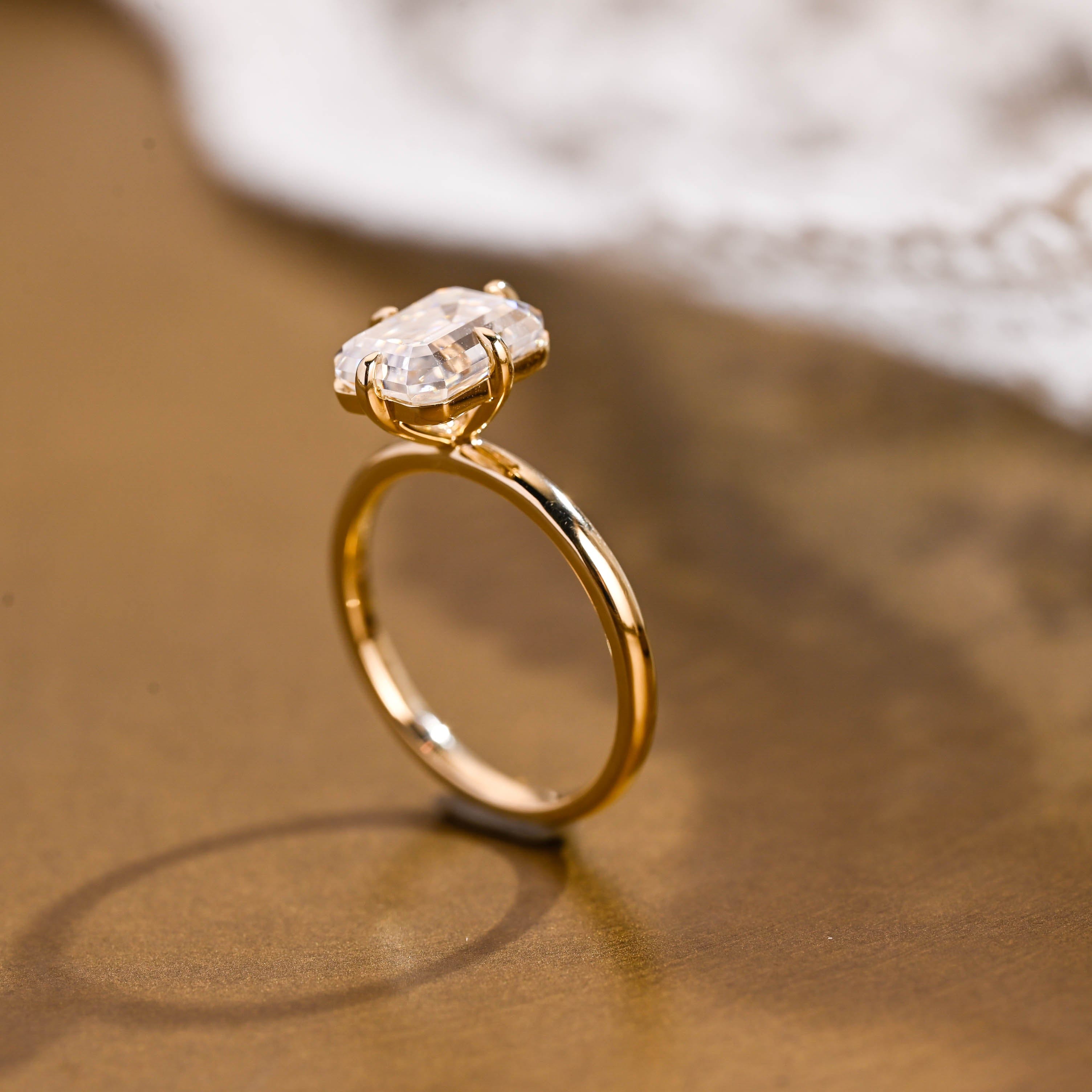 2 CT Emerald Pave Moissanite Engagement Ring