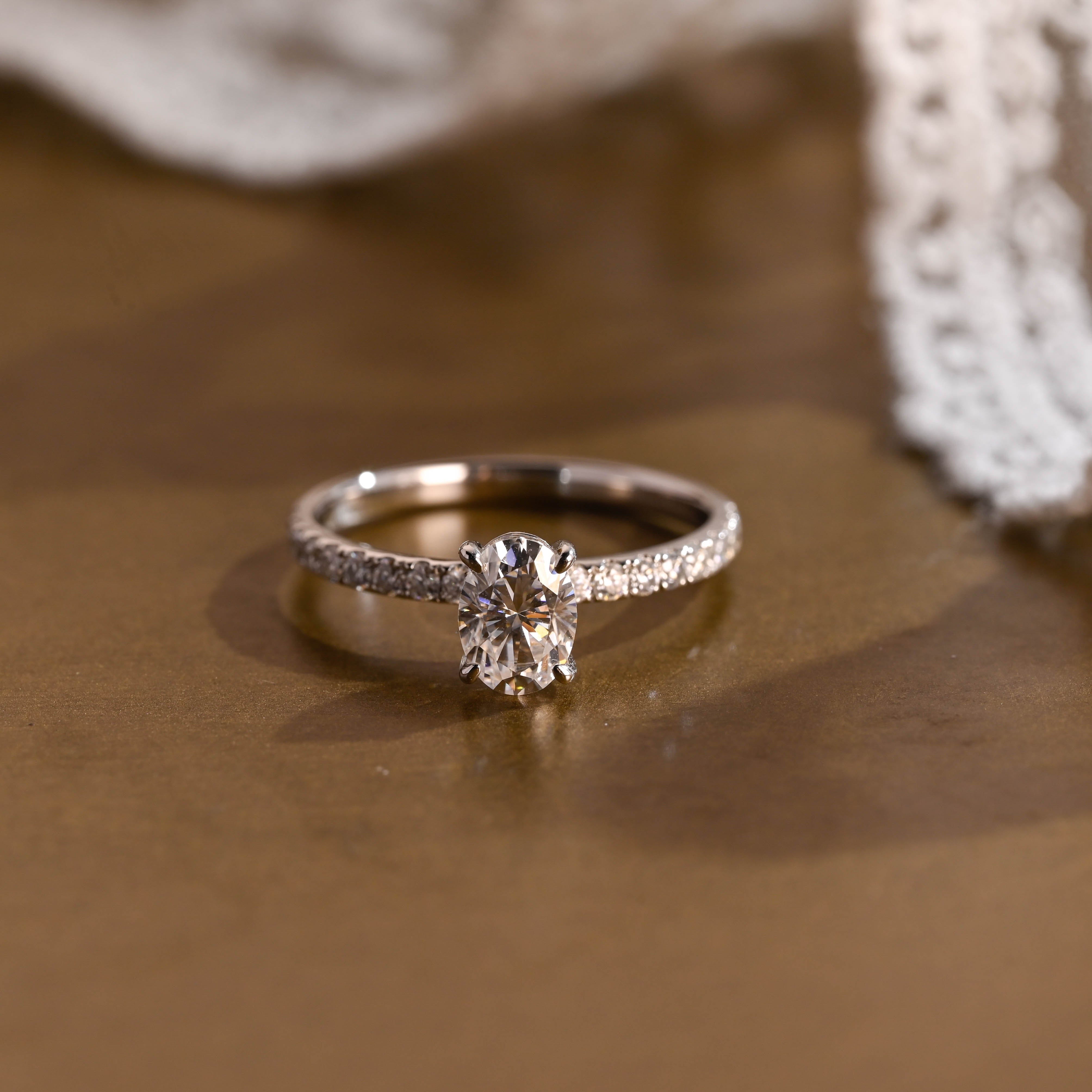 2 CT Emerald Pave Moissanite Engagement Ring
