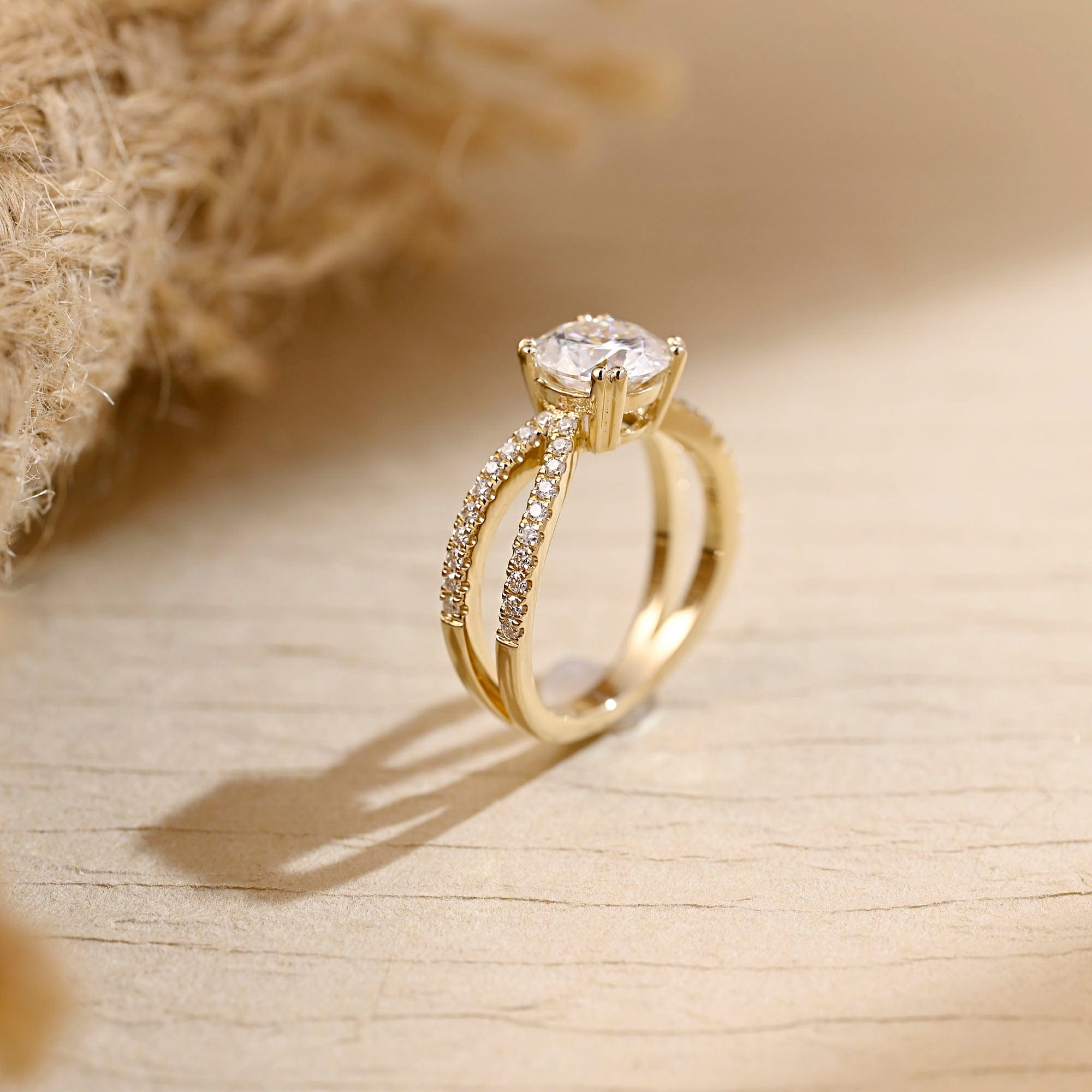 2 CT Emerald Pave Moissanite Engagement Ring