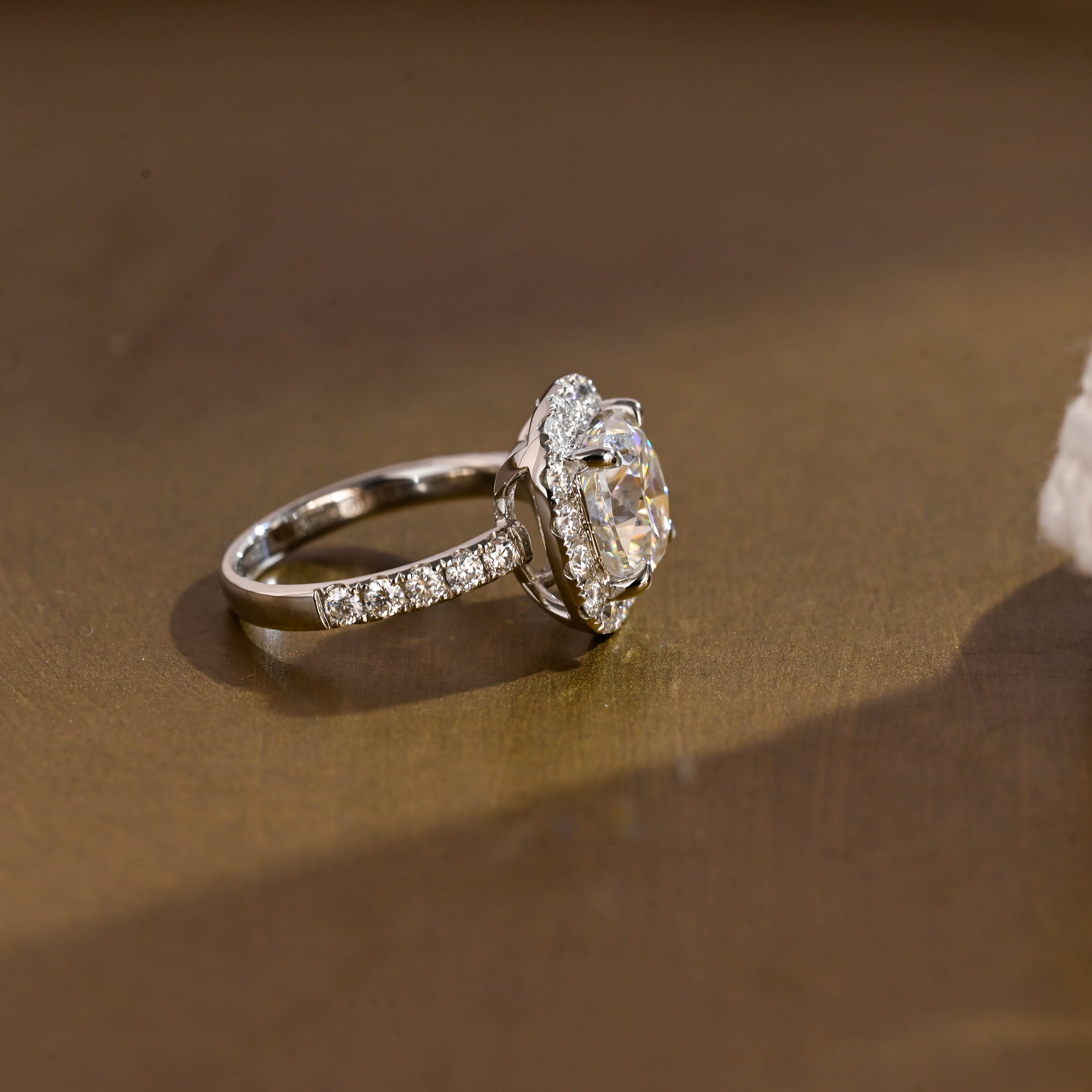 2 CT Emerald Pave Moissanite Engagement Ring