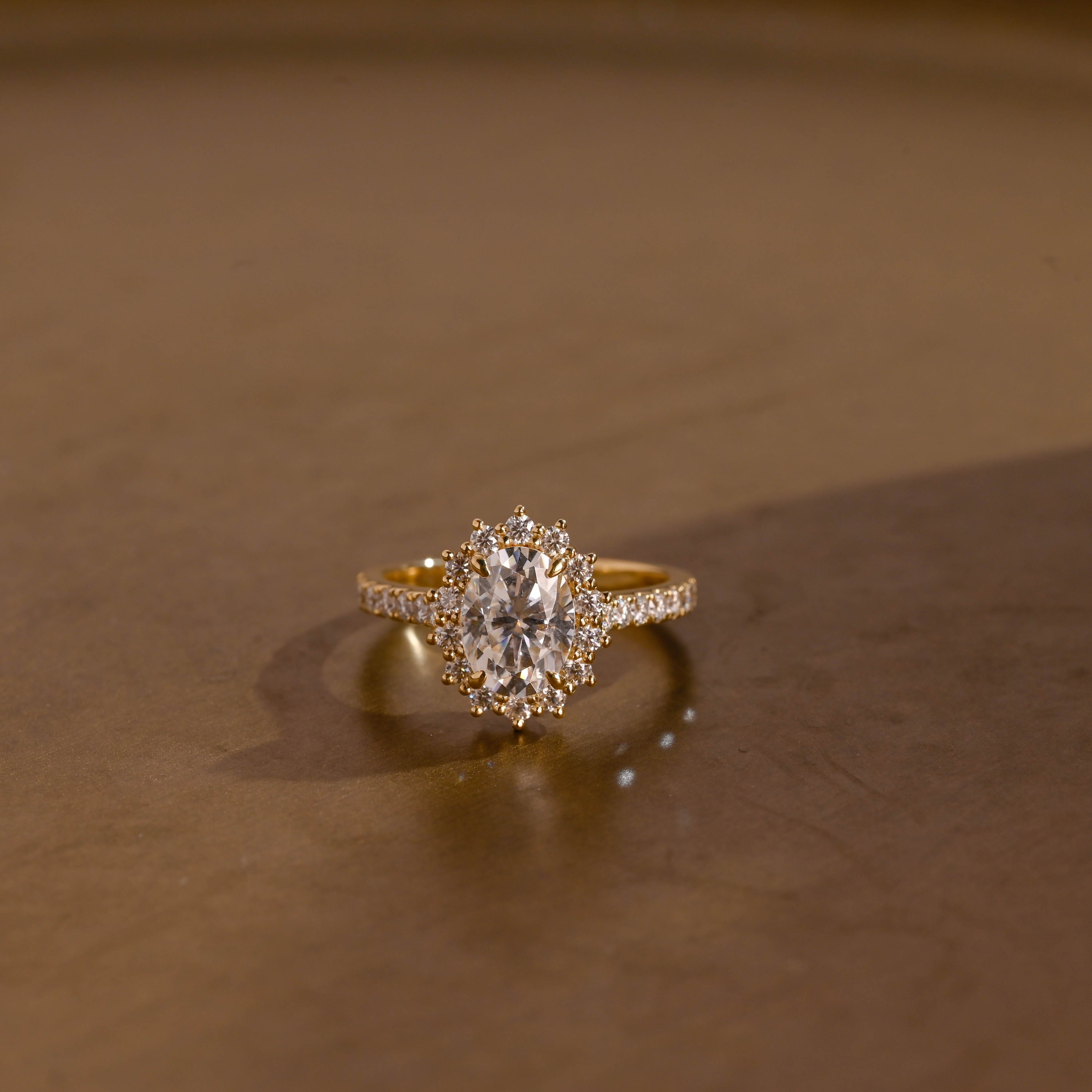2 CT Emerald Pave Moissanite Engagement Ring