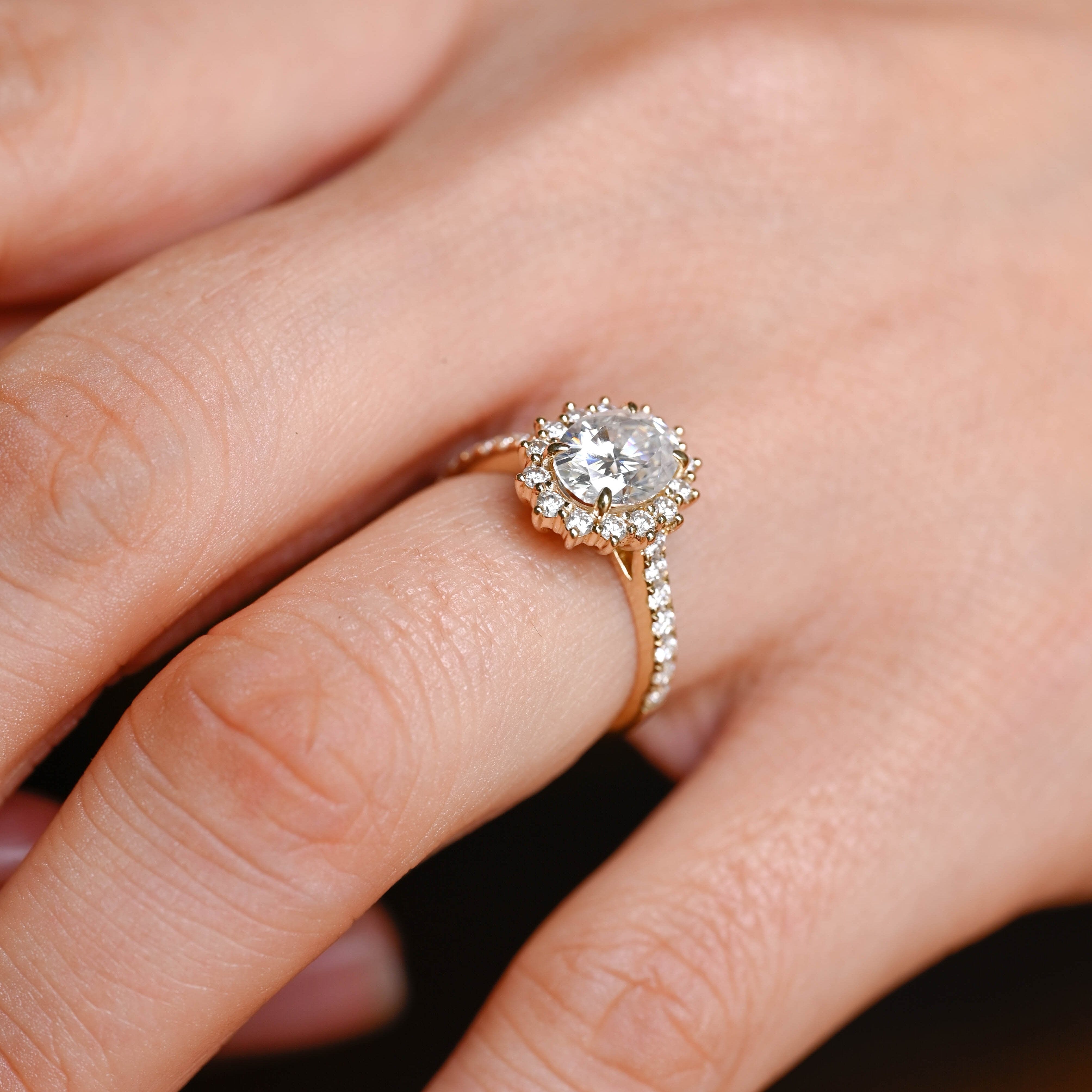 2 CT Emerald Pave Moissanite Engagement Ring