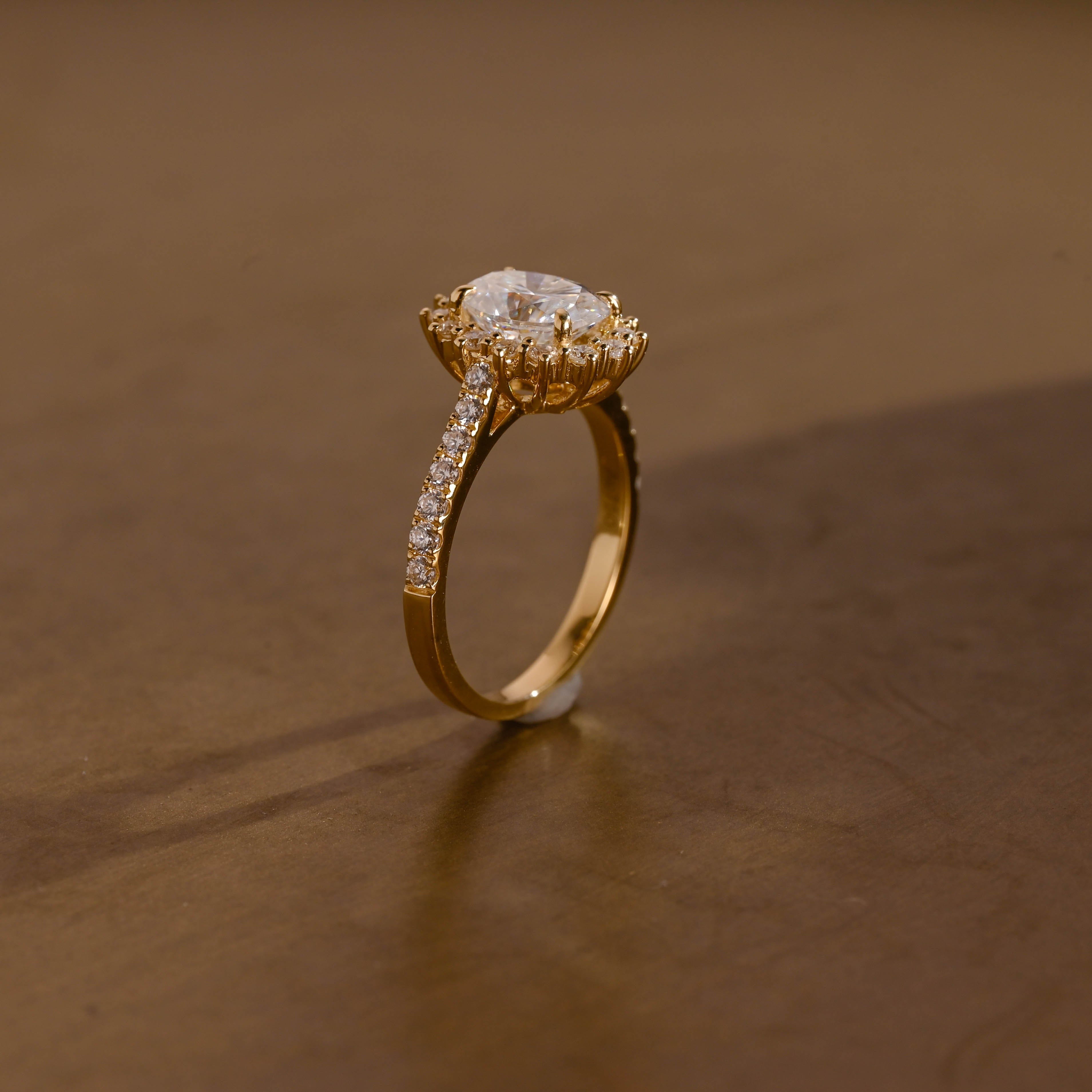 2 CT Emerald Pave Moissanite Engagement Ring
