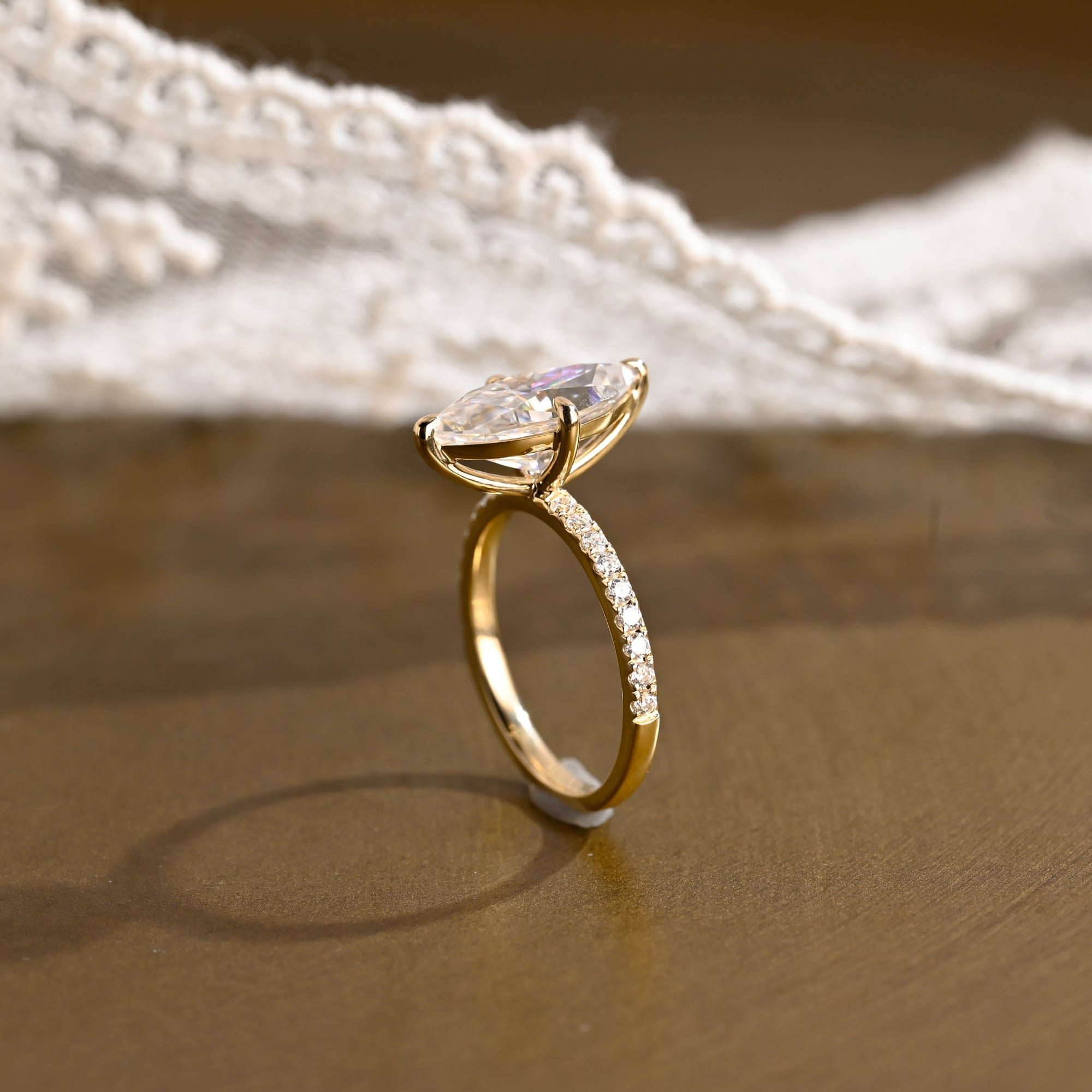 2 CT Emerald Pave Moissanite Engagement Ring